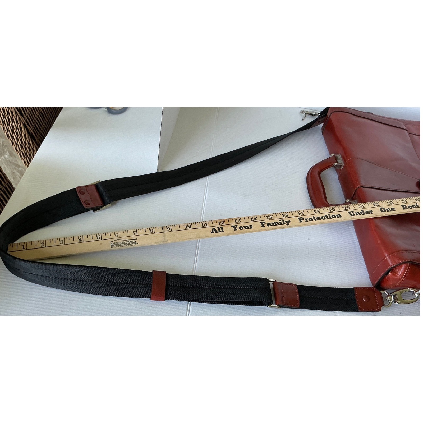 Bosca Leather Messenger Bag Amber Briefcase Laptop Crossbody Professional