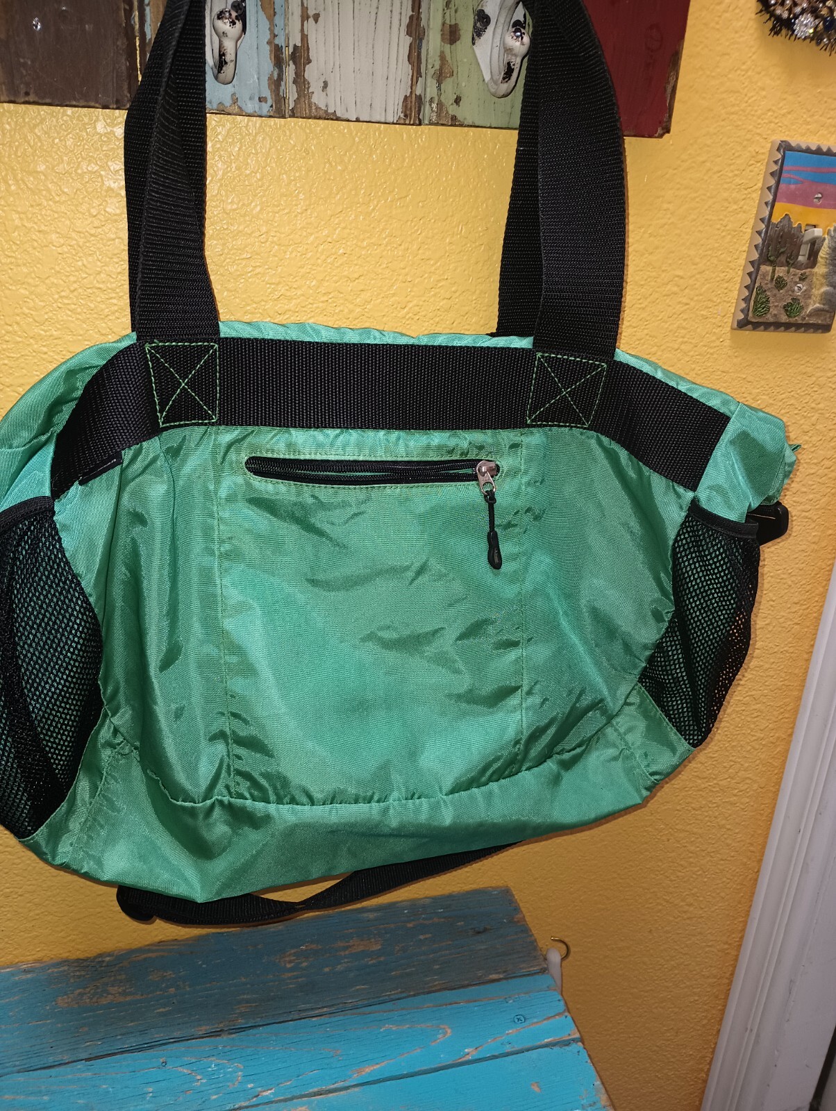 LL Bean Vintage Large Green Nylon Tote- pre-own- very good
