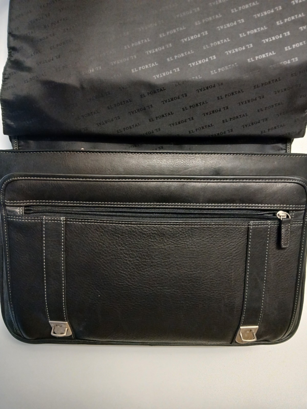 CLASSIC Black LEATHER ATTACHE Office Work BRIEFCASE Executive Lawyer MESSENGER