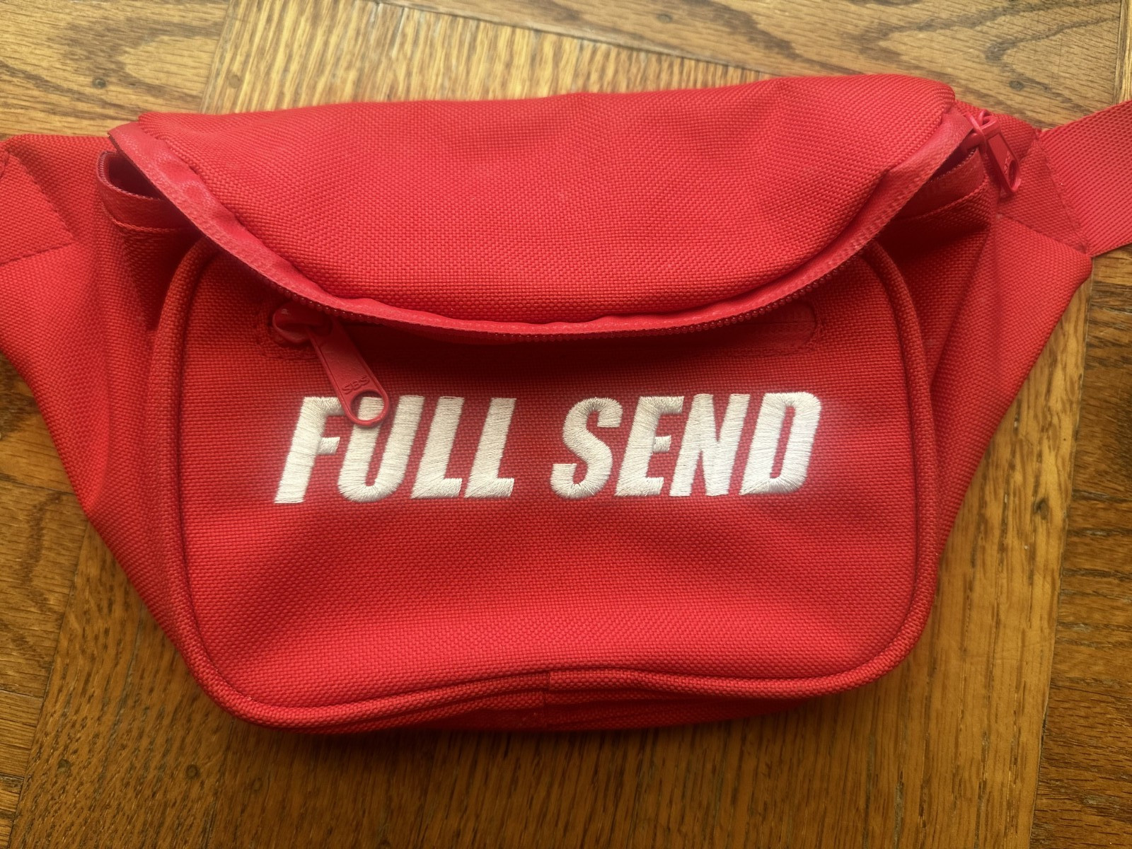 Nelk Boys Full Send Embroidered Logo Canvas Fanny Pack Waist Belt Bag – Red NEW
