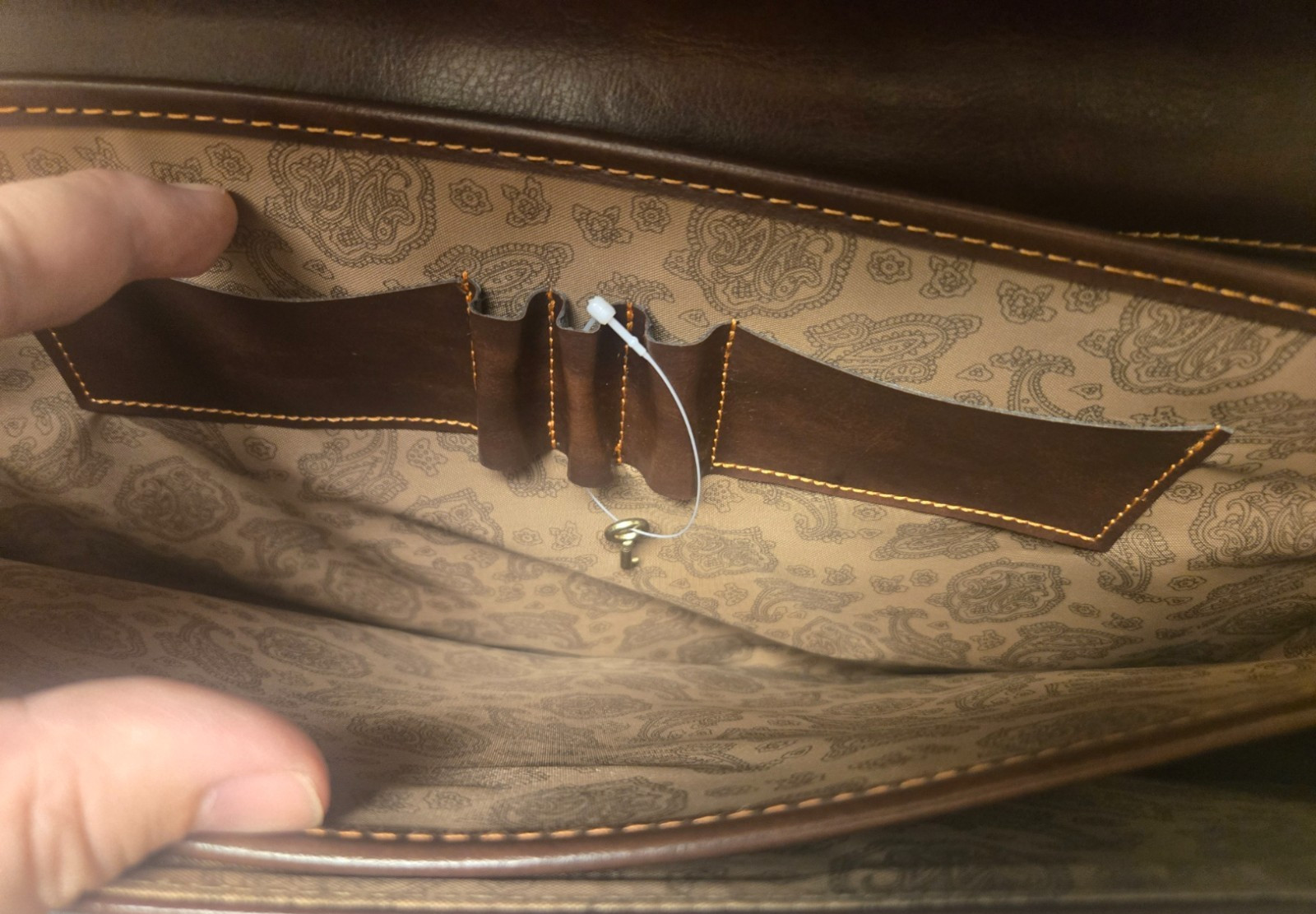 Brown Leather Laptop Briefcase With Key Made In China New