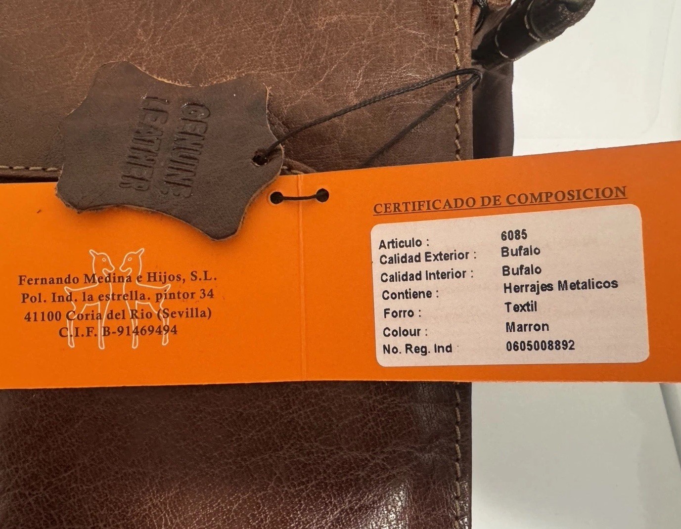 Brown Buffalo leather crossbody made in Spain Rosme Premium