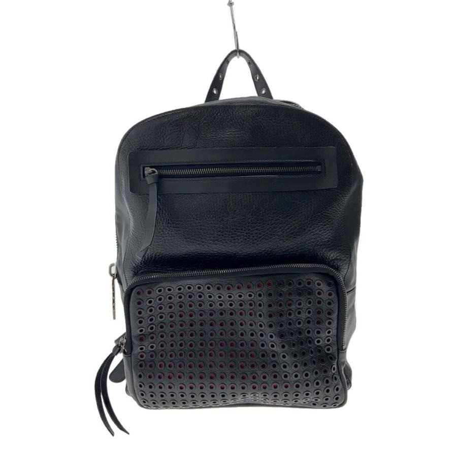 Christian Louboutin Authentic Backpack Black Leather Shoulder Zip Rucksack Red