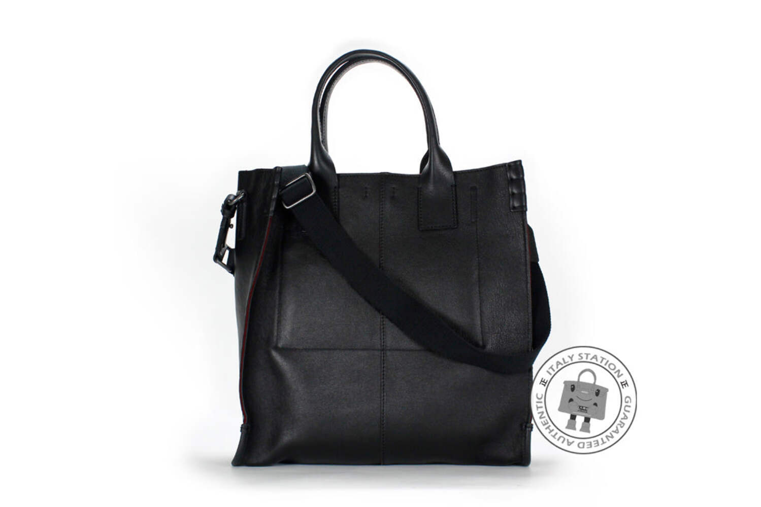 NEW Dolce & Gabbana BM0997 A3734 Vitello+feltro+cuoio Calfskin Black+bordeaux /