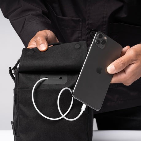 Black Ember KOMPAK Shoulder Bag, Unisex Travel Bag Men Black Nylon Bag