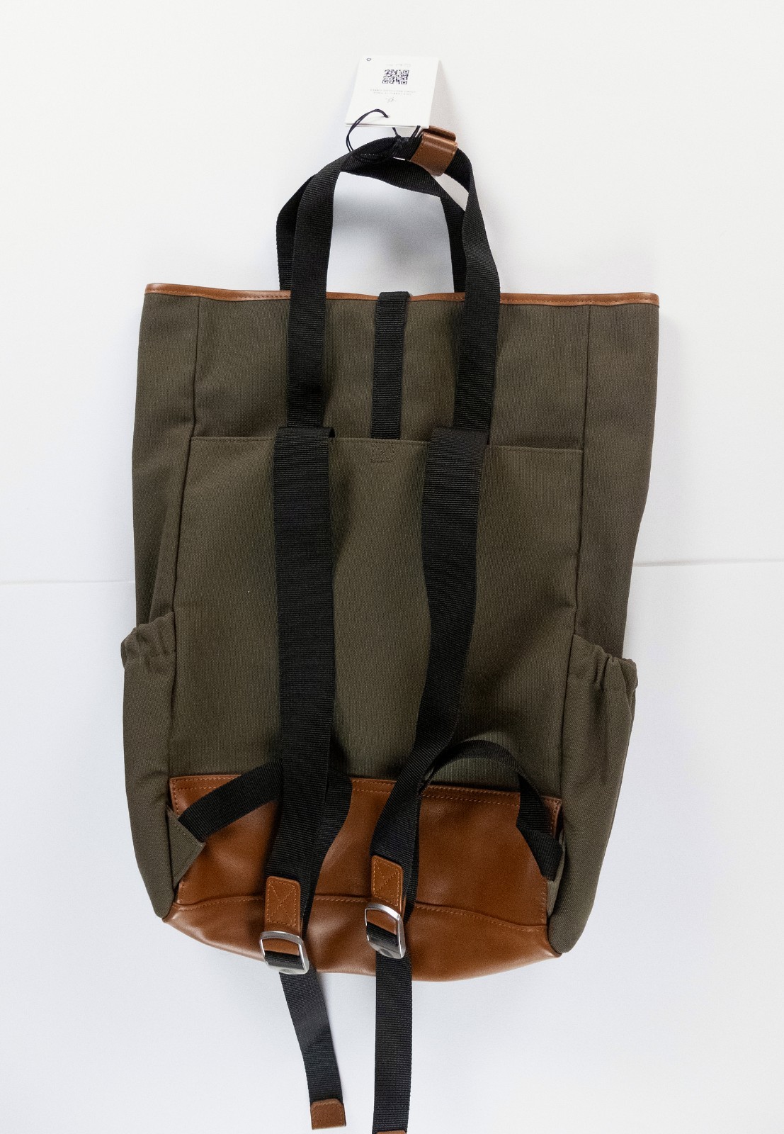 (NO CUSTOMS TAX) PS PAUL SMITH mainline khaki green canvas & leather backpack