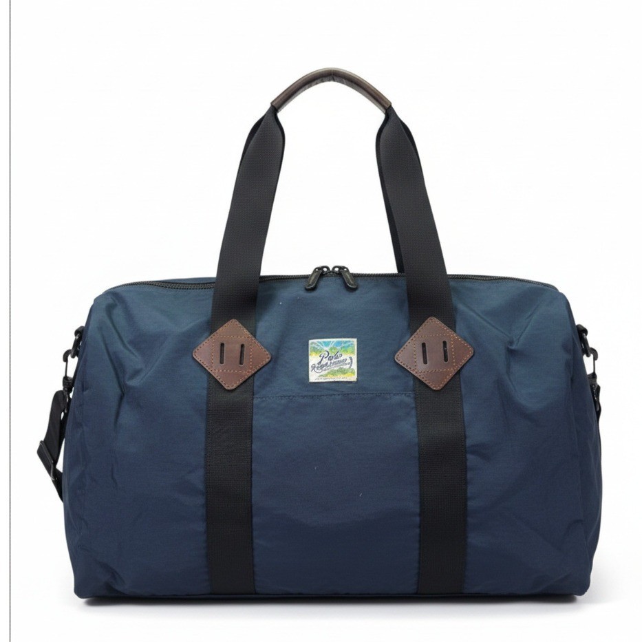Polo Ralph Lauren Navy Blue Nylon Quilted Duffel Bag Weekender Travel RARE NWT