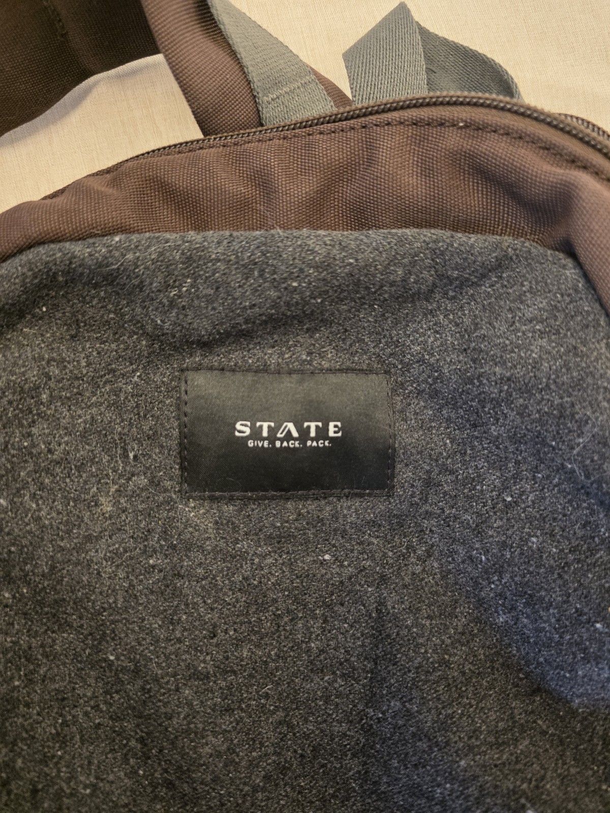State Backback Evans Double Pocket Limited Edition Brown Gray Adult Size Laptop