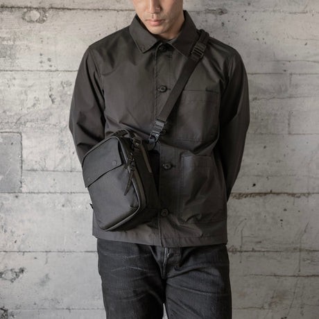 Black Ember KOMPAK Shoulder Bag, Unisex Travel Bag Men Black Nylon Bag