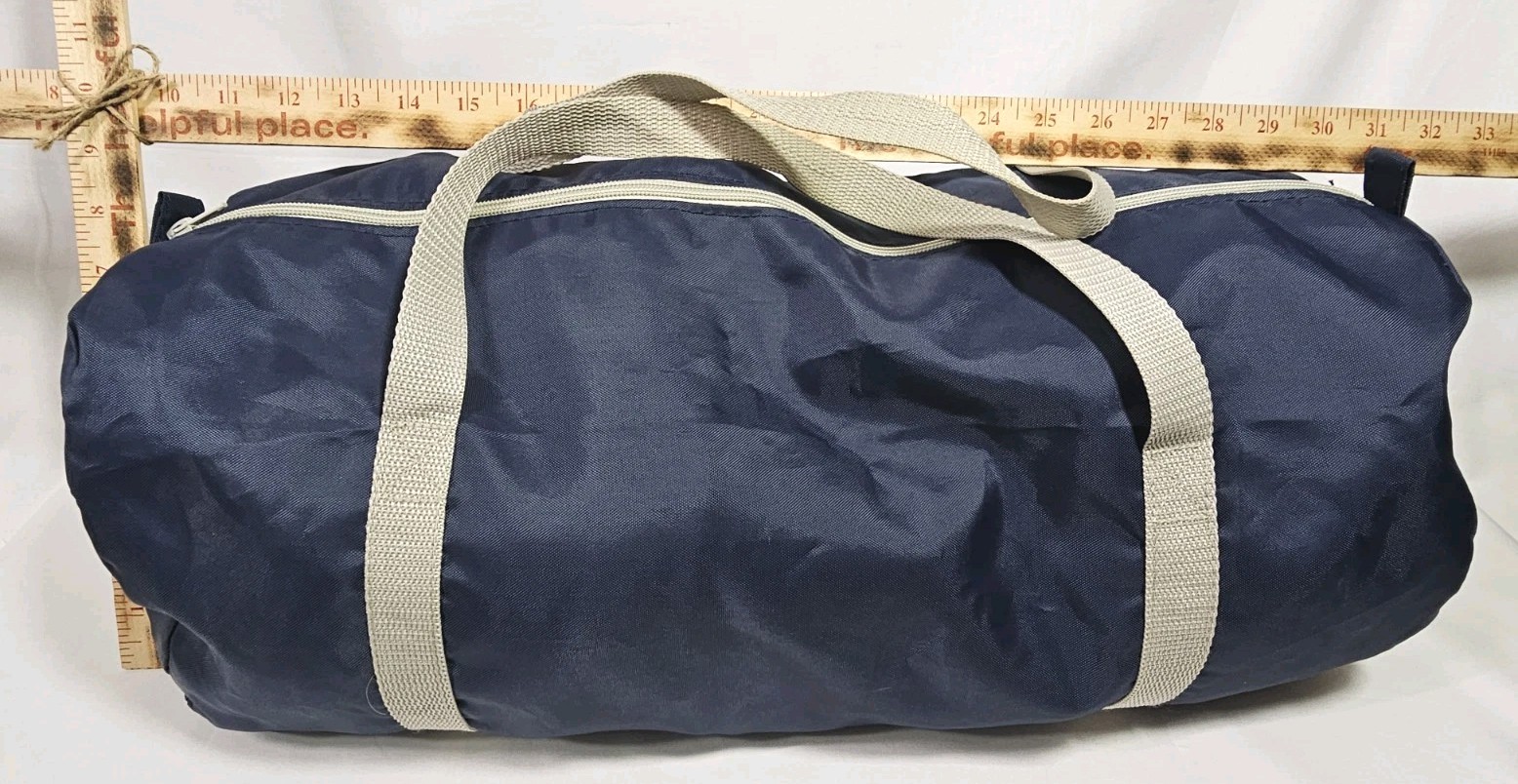 American Eagle Outfitters AEO AE Duffle Bag Navy Blue Grey Carry Straps Round