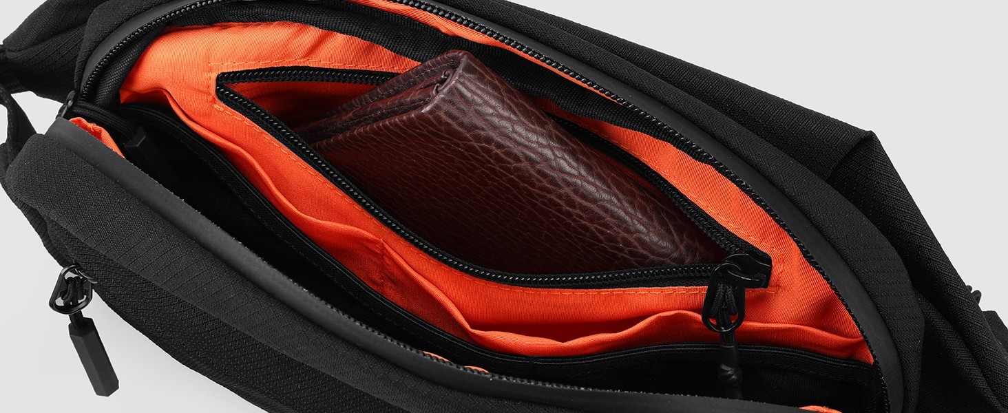 Oumurs 4L Men Sling Backpack RFID Blocking 600D Polyester Water Resistant US