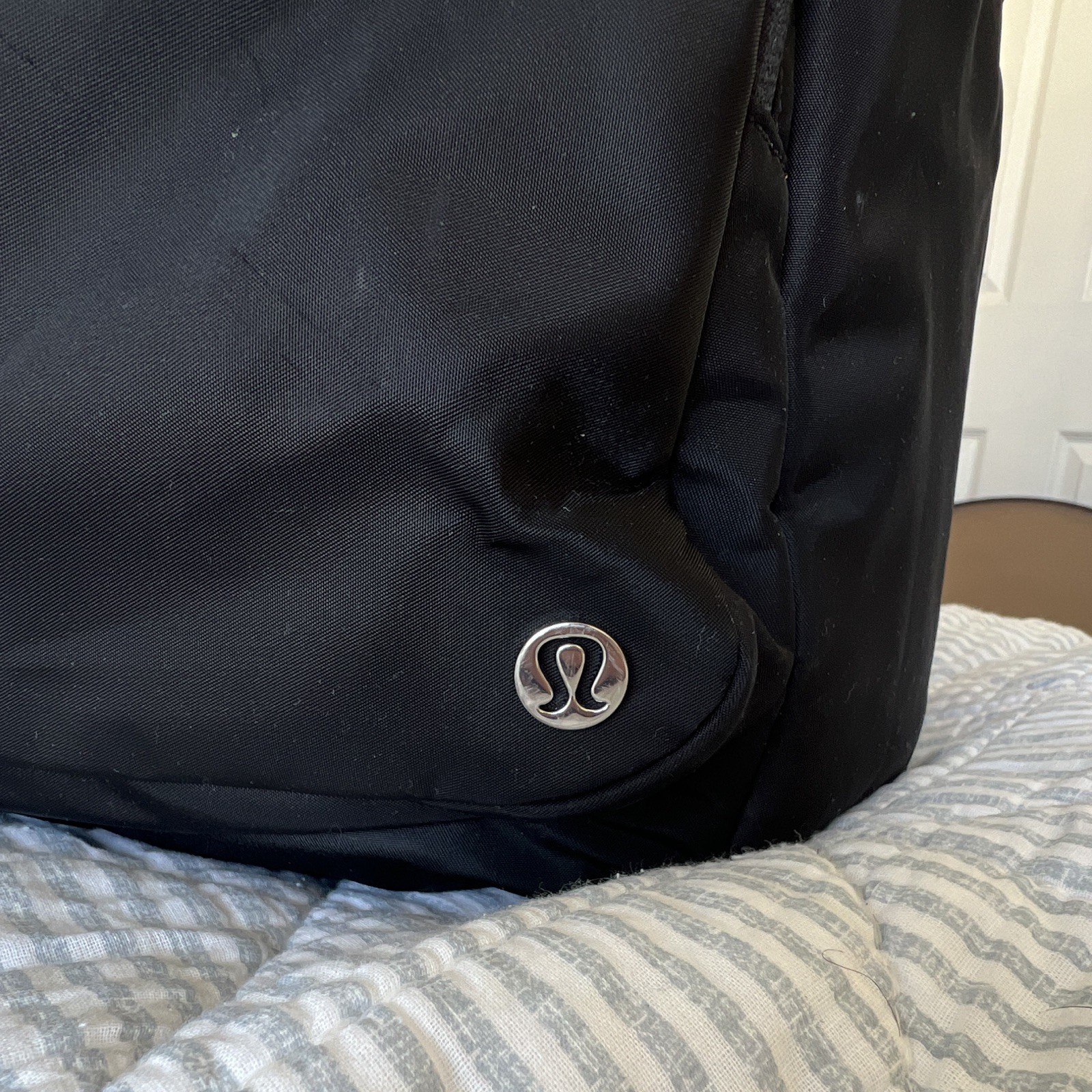 lululemon Black Large Backpack Zip Closure Top Handle Adjustable Straps Pockets