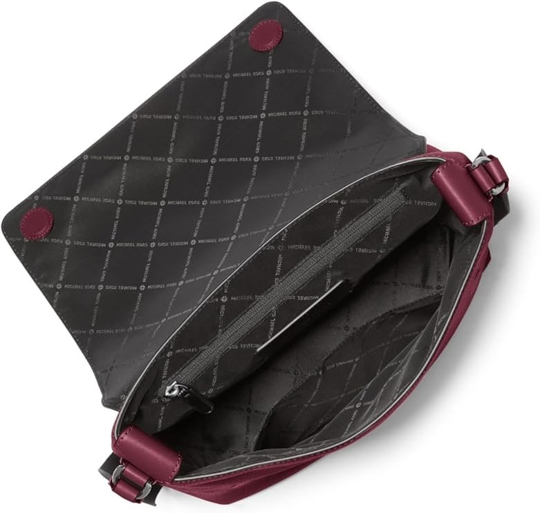 Michael Kors Men’s Hudson Small Flap Messenger-Mulberry/Silver Tone-hardware