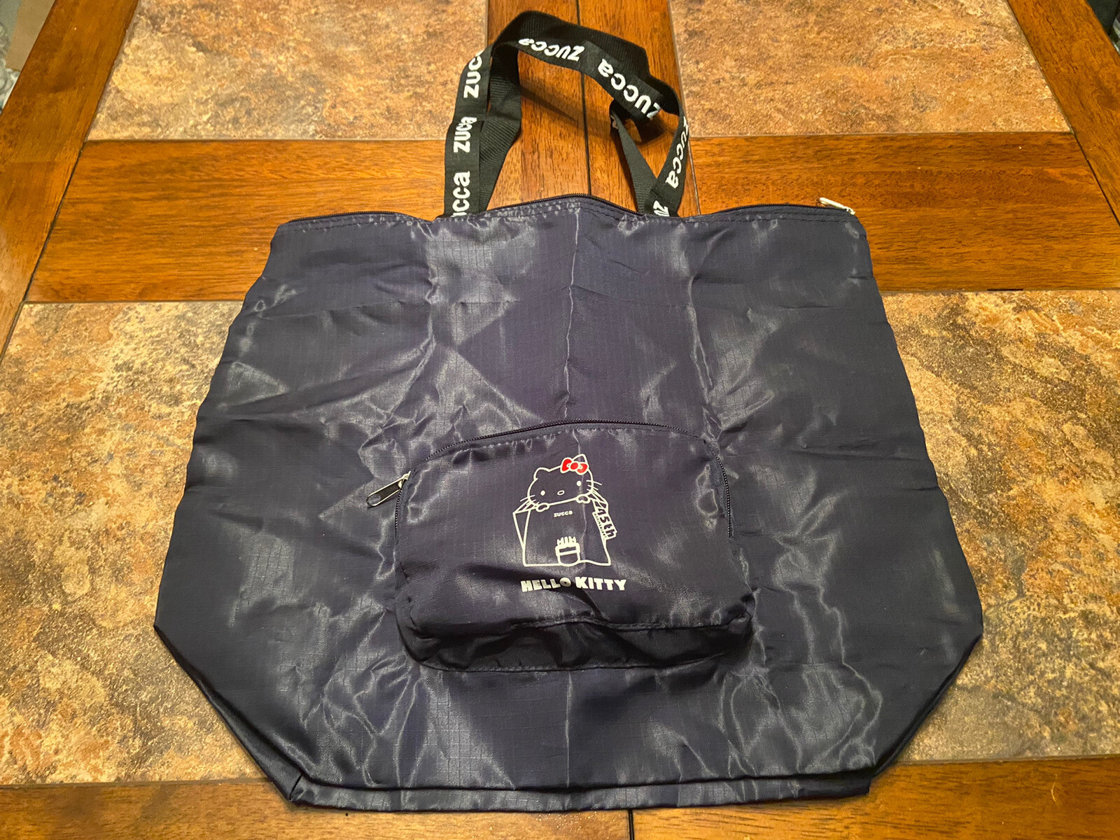 Hello Kitty Zucca Light Weight Water Resistant Zip Up Top Tote Fold Up Bag