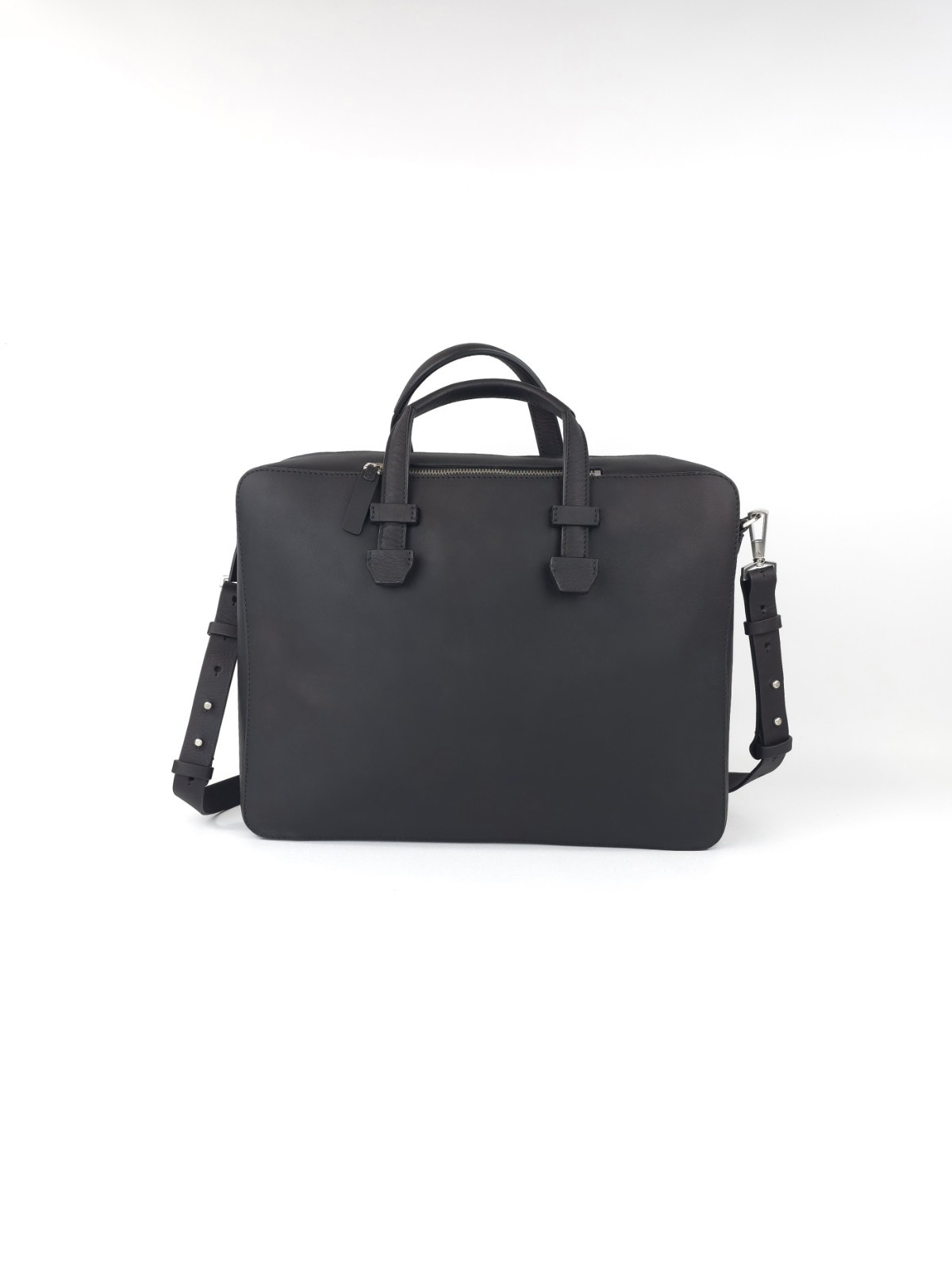 BONASTRE Leather Briefcase Shoulder Bag Black Made In Spain