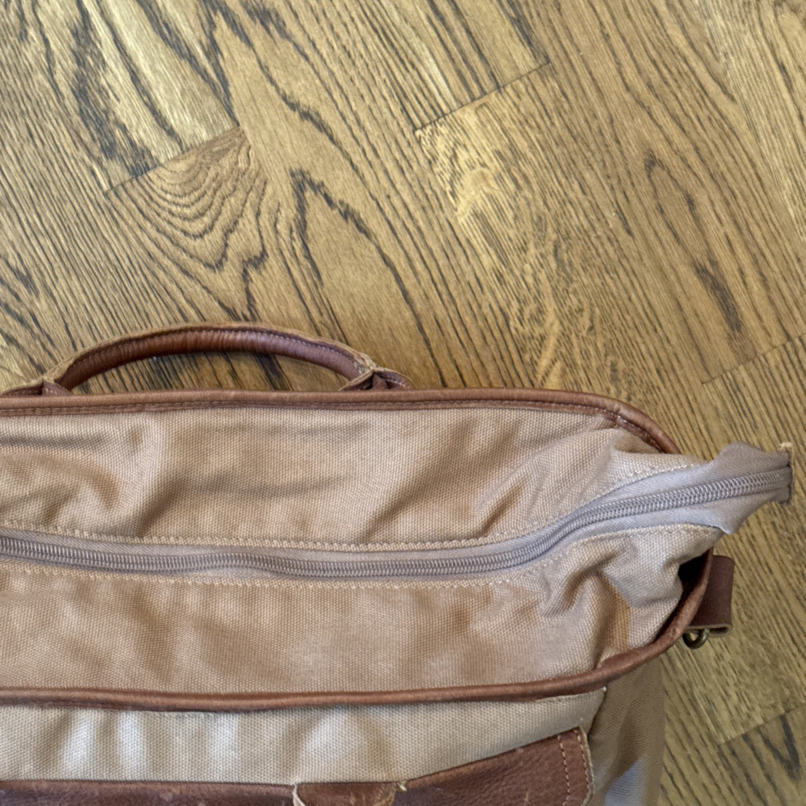 Duluth Trading Company Superior Street Fire Hose Briefcase Brown Canvas Leather