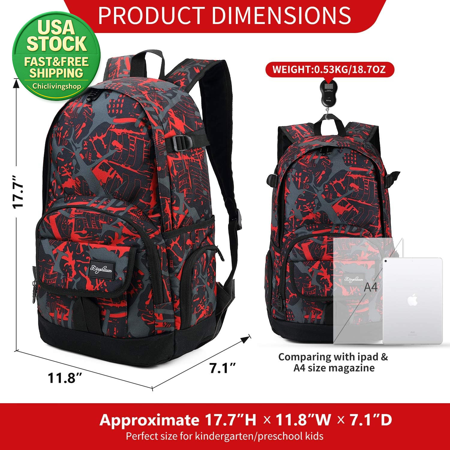 School Backpack Lightweight College Travel Bag Laptop Compartment