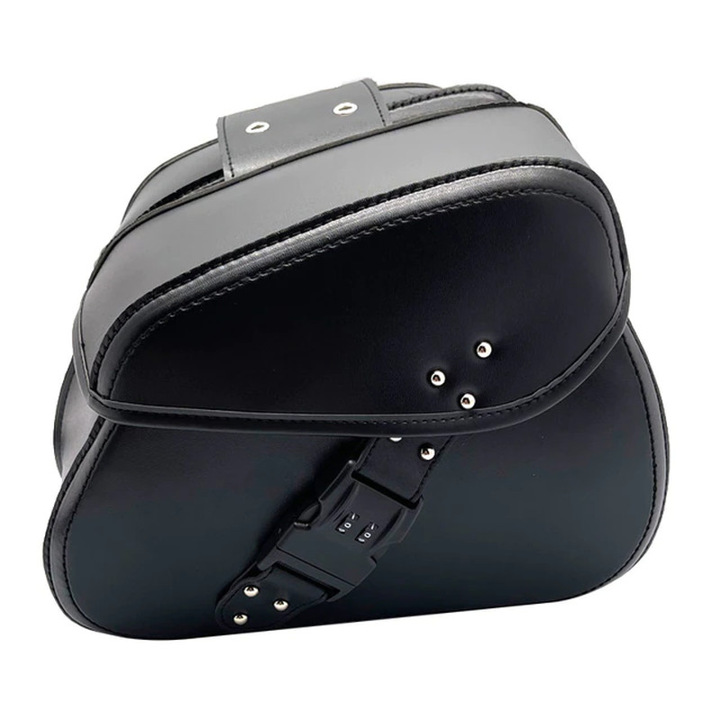 Left Right Universal PU Leather Motorcycle Code Lock Saddlebag Side Tool Luggage
