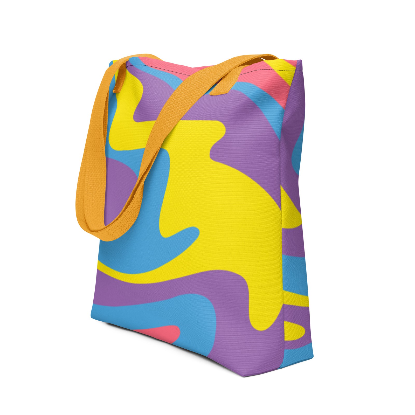 Spacious Abstract Print Tote Bag: 100% Polyester, Cotton Handles