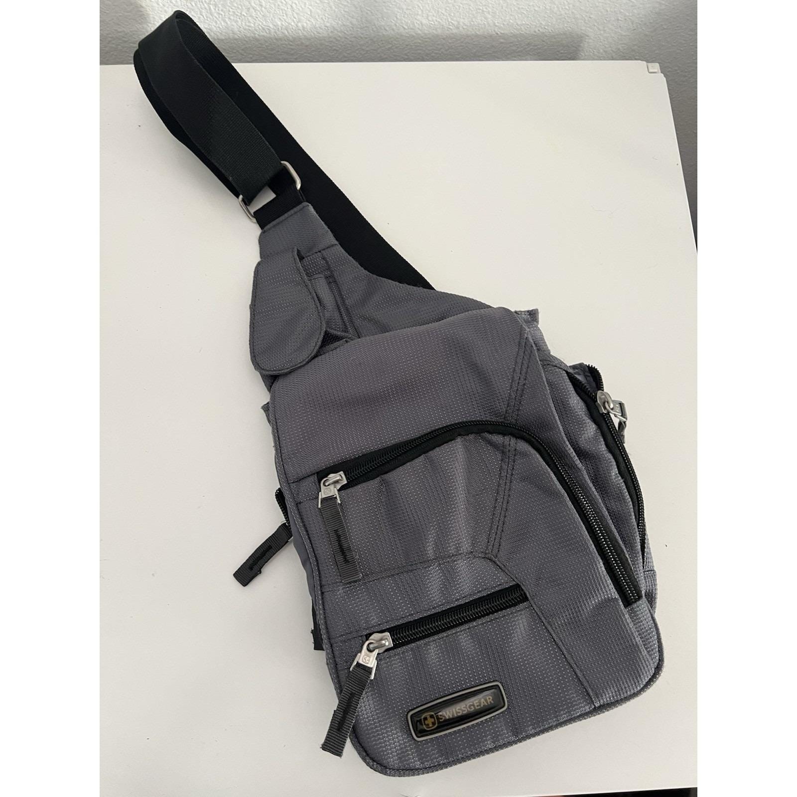 SwissGear Wenger Sling Bag Grey Ripstop Crossbody Messenger Backpack Travel
