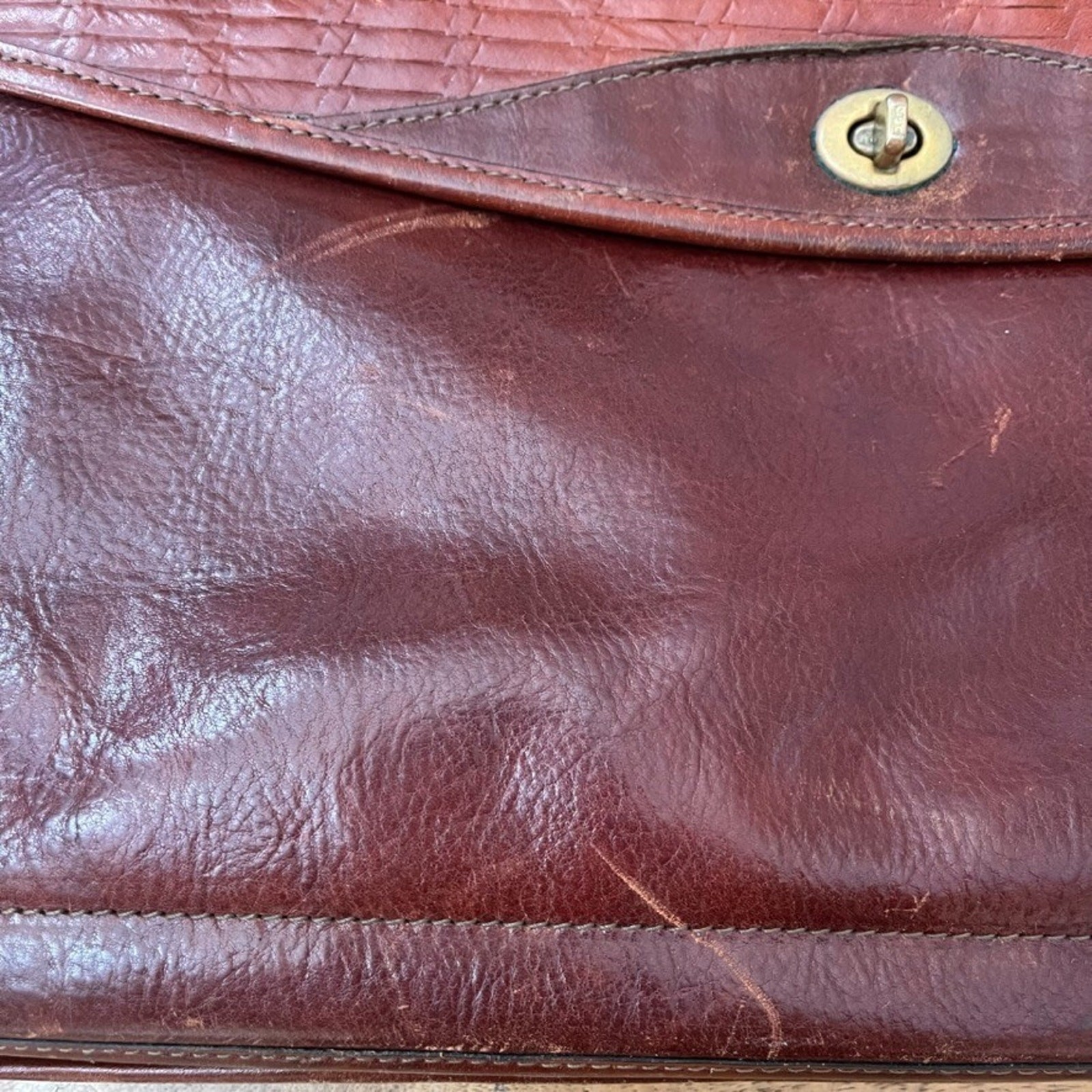 Jack Georges Woven Leather Tuscany Executive Briefcase 16″ Crossbody Brown