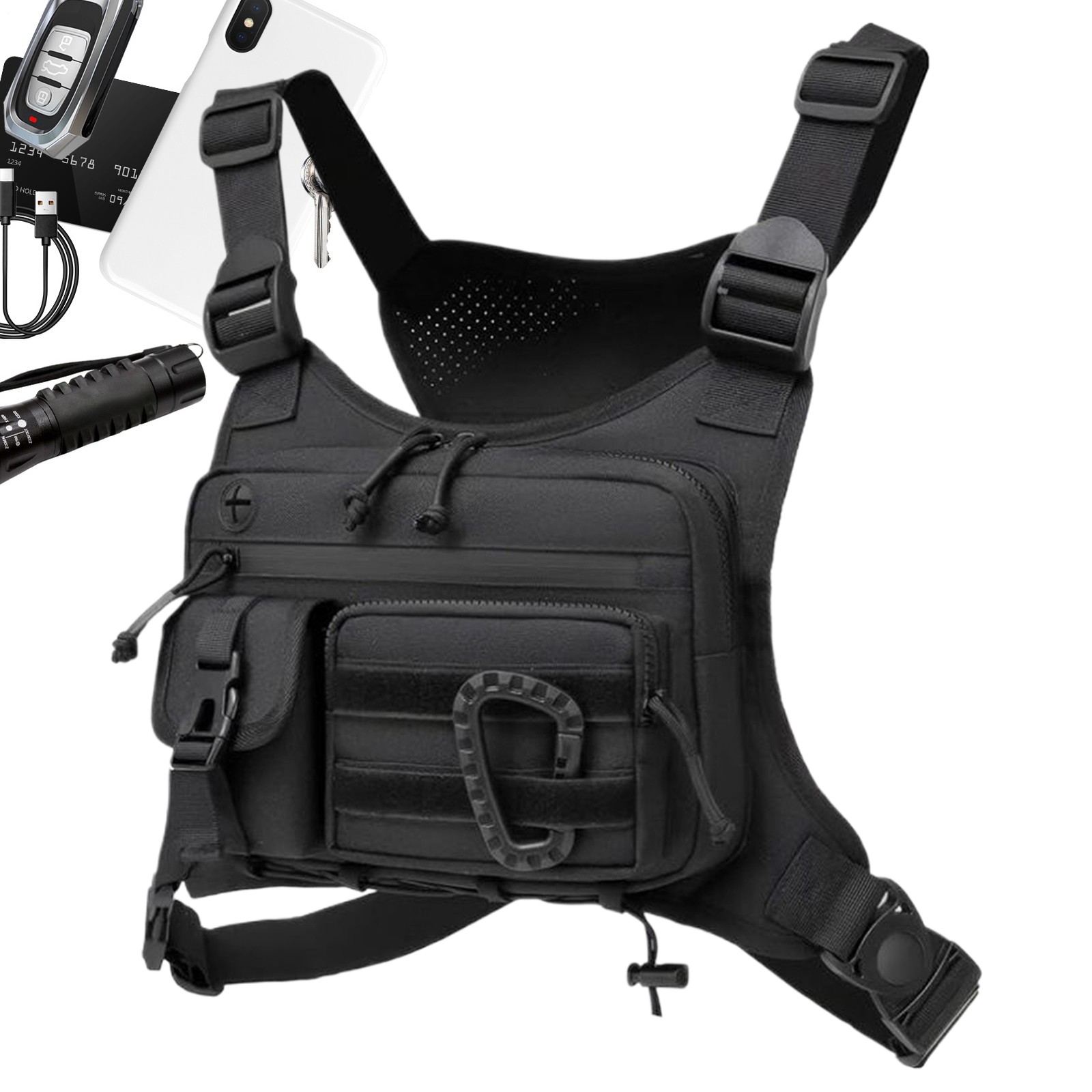 Sport Tactical Combat Chest Rig Bag Front Pouch Recon Kit Pack Protective Vest