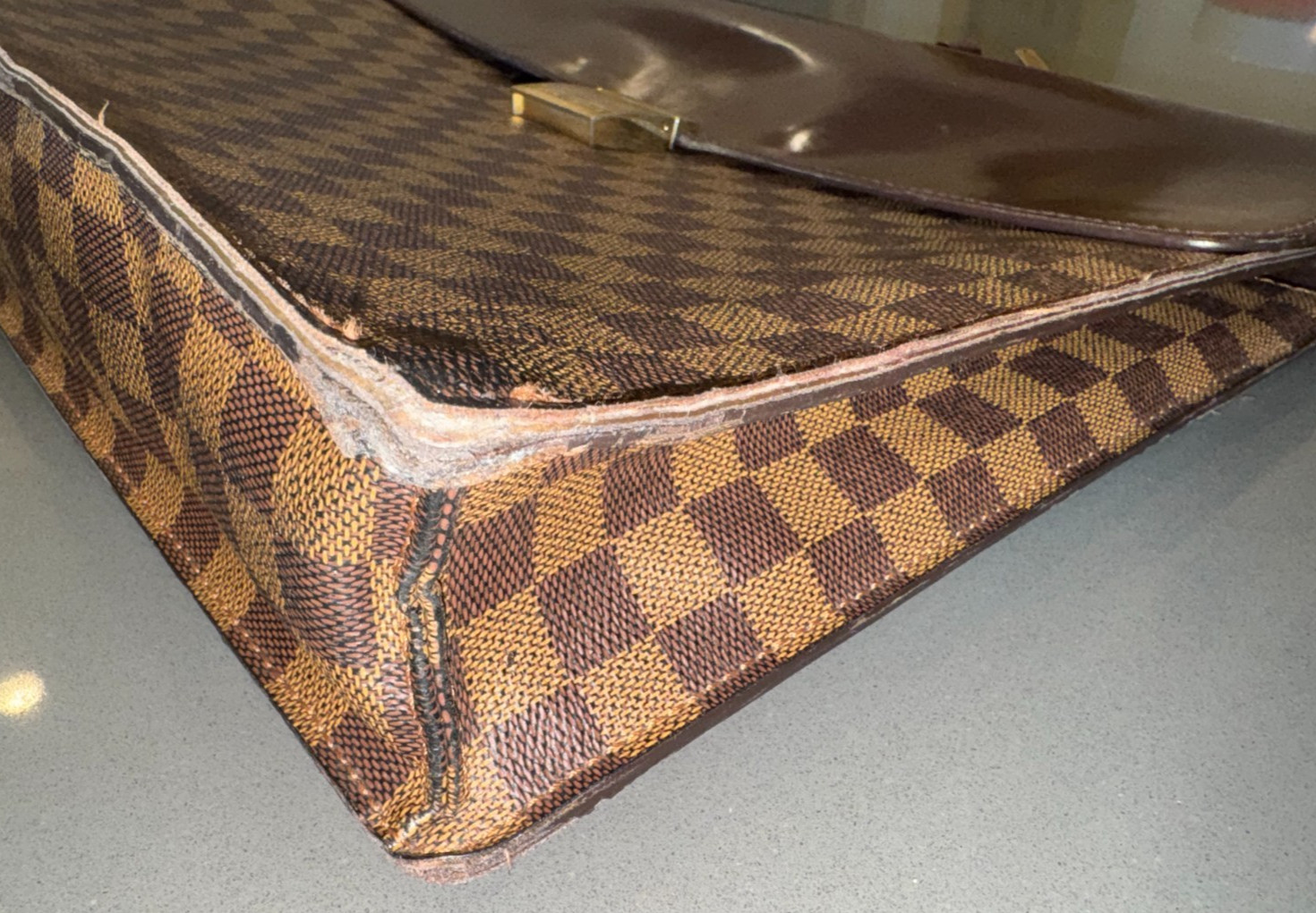 Louis Vuitton Damier Ebene Brown Leather Briefcase Vintage
