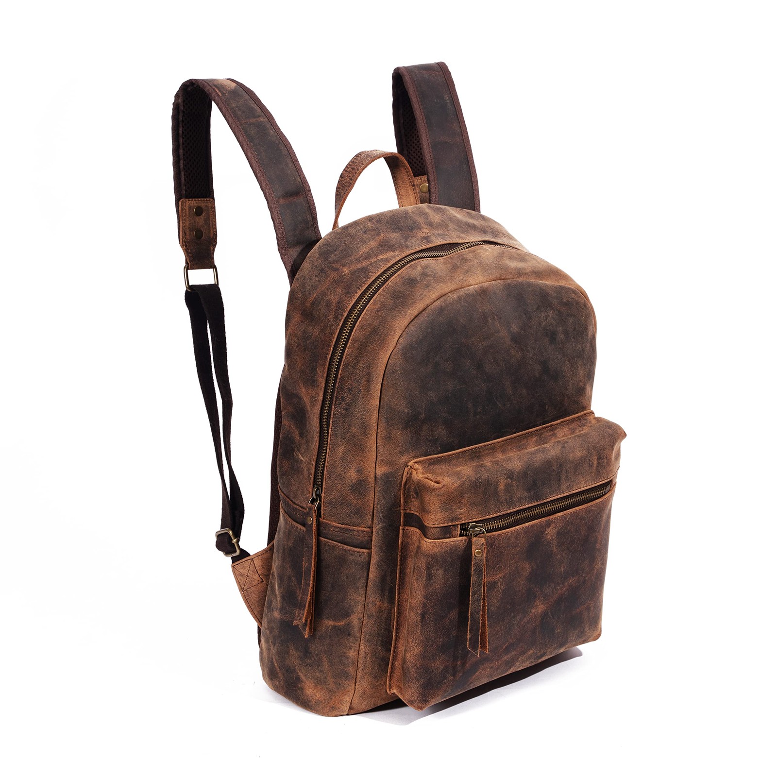 17 inch Leather backpack rucksack laptop bag, travel hiking travel shoulder c…