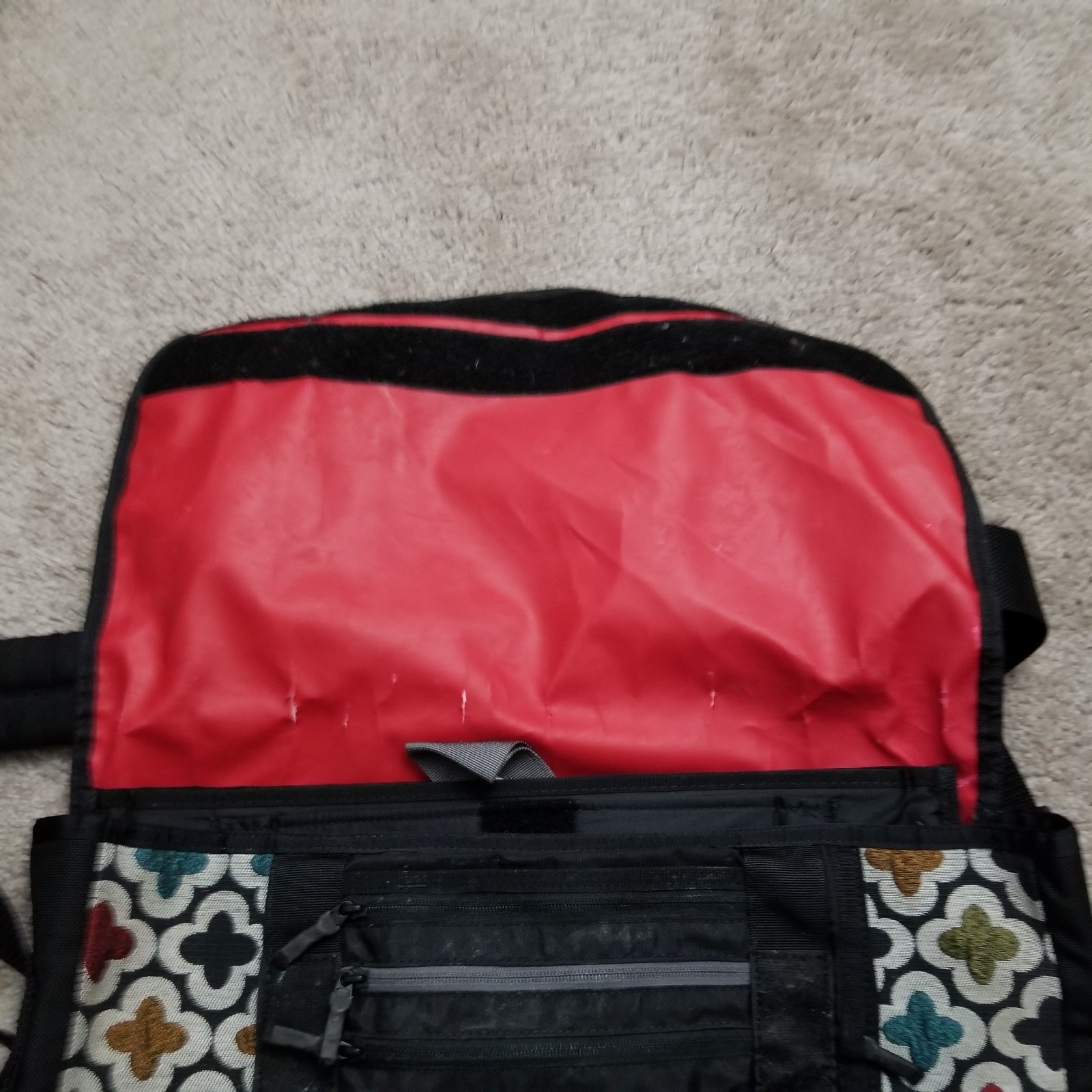 Timbuk2 Messenger Bag Black Multicolor Floral Flowers Shoulder Crossbody VTG Y2K