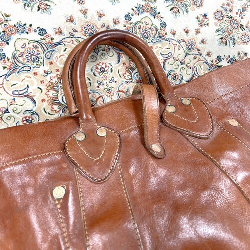 [B+, Size OS] RRL Double RL Tumbled Leather Tote Bag — Whisky Brown