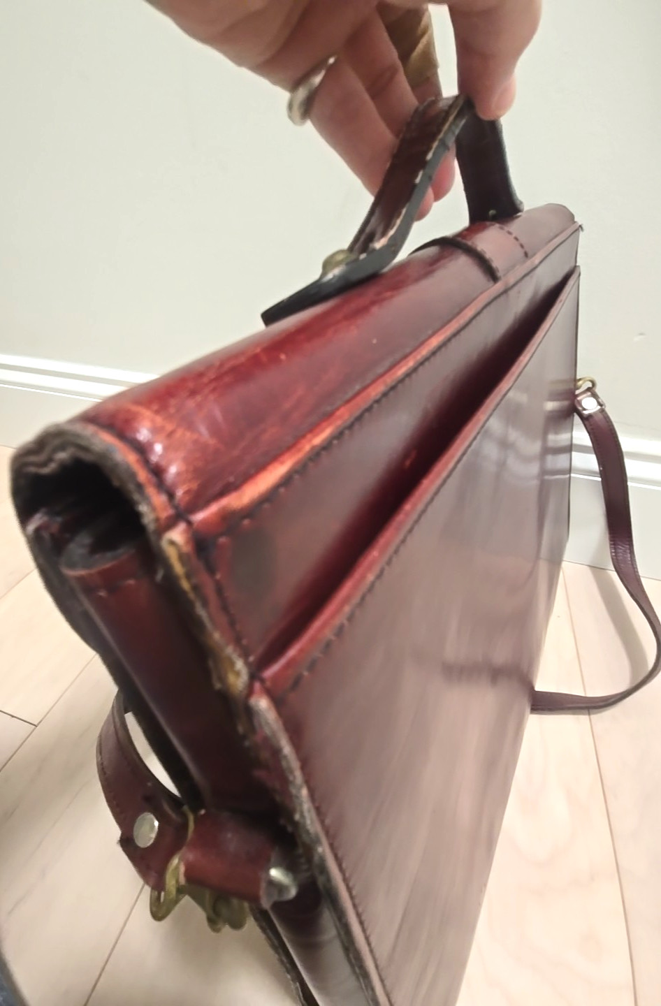 Vintage Schlesinger Full Grain Cowhide Leather Briefcase Made In USA