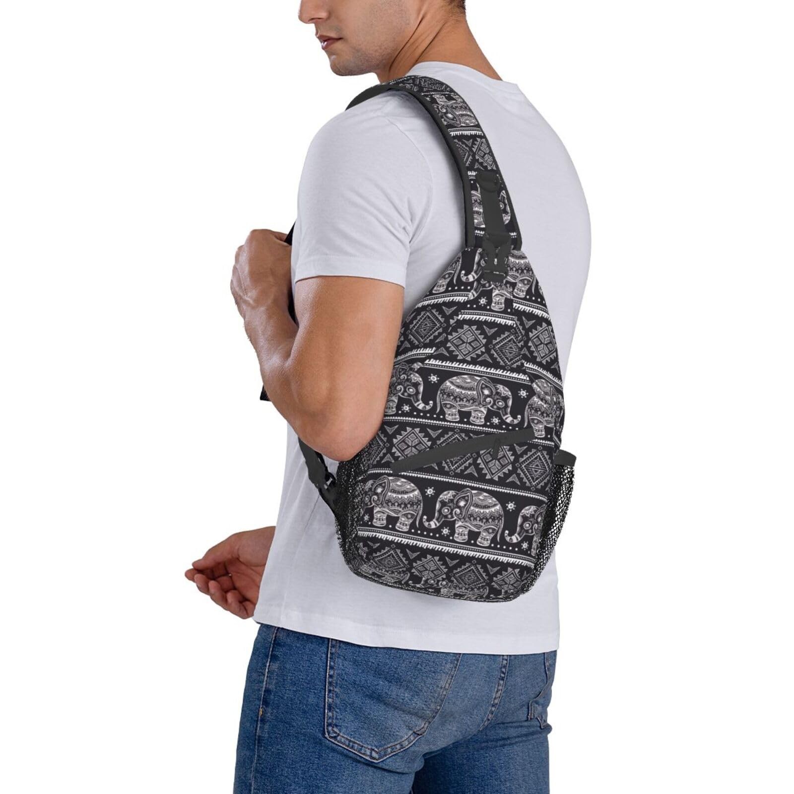 Boho Elephants Sling Backpack Unisex Crossbody Chest Bag Shoulder Chest Bag F…