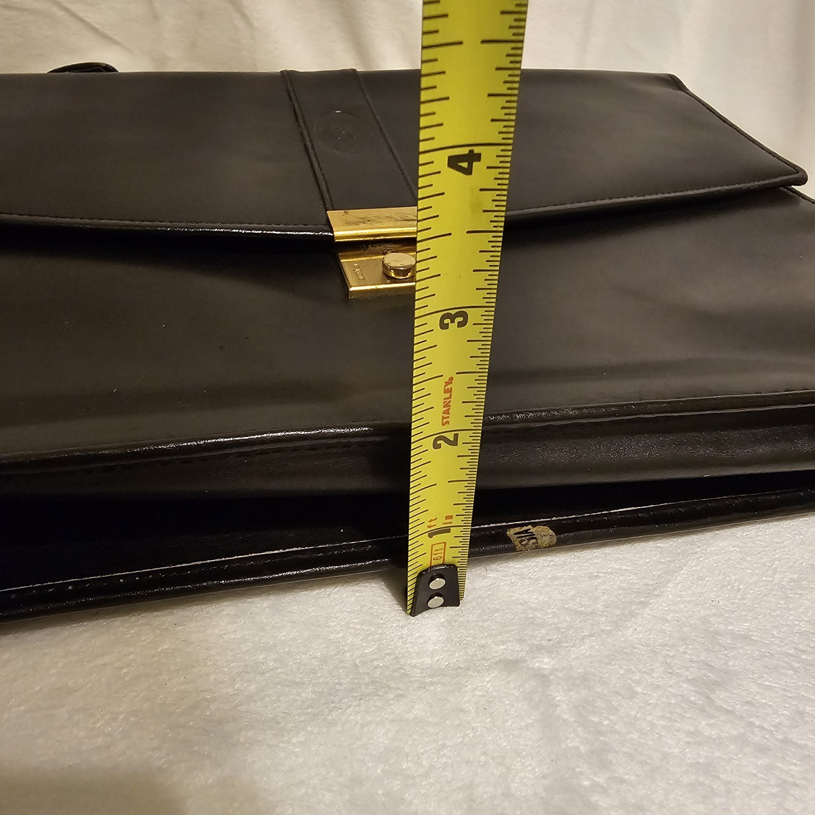 Vintage Hau’s Black Leather Attache Bag Briefcase 5 Pockets Key Incl 15.5x11in