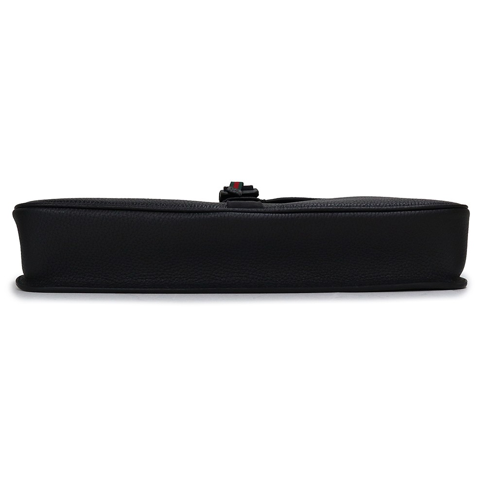 GUCCI Web Stripe Medium Clutch Soft Grain Leather , Black 816755