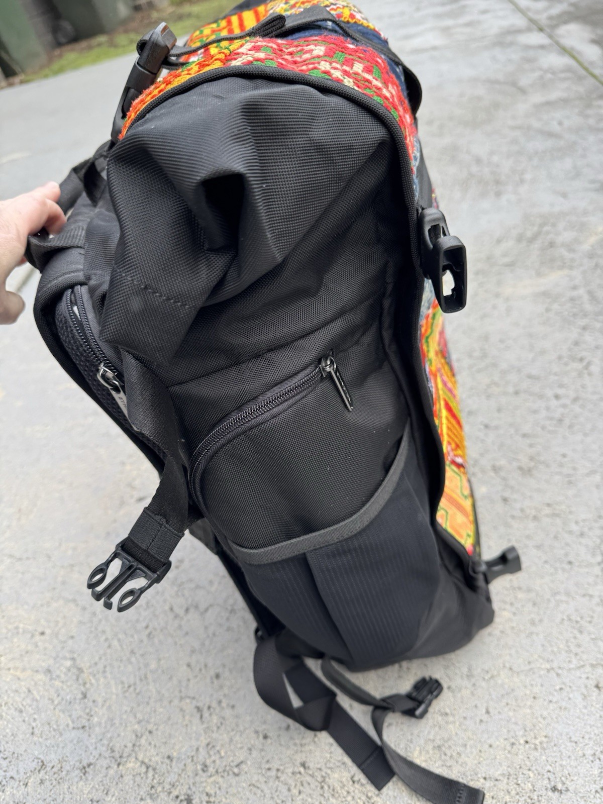 Ethnotek Raja 46L Travel Backpack Roll Top Hmong Thread Vietnam Laptop Bag