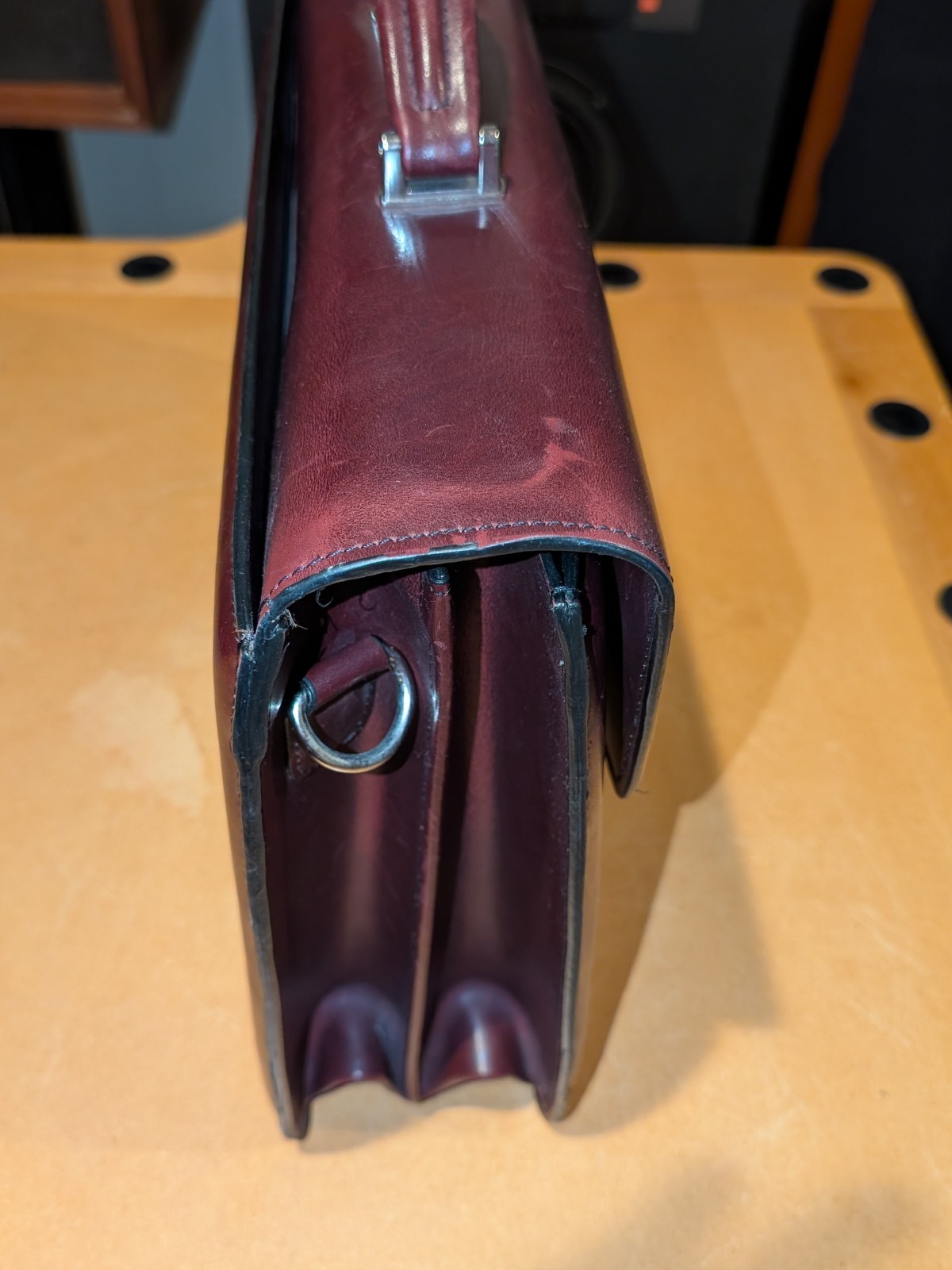 VTG Burgundy Leather Briefcase Jack Georges Originals Lockable w strap & key