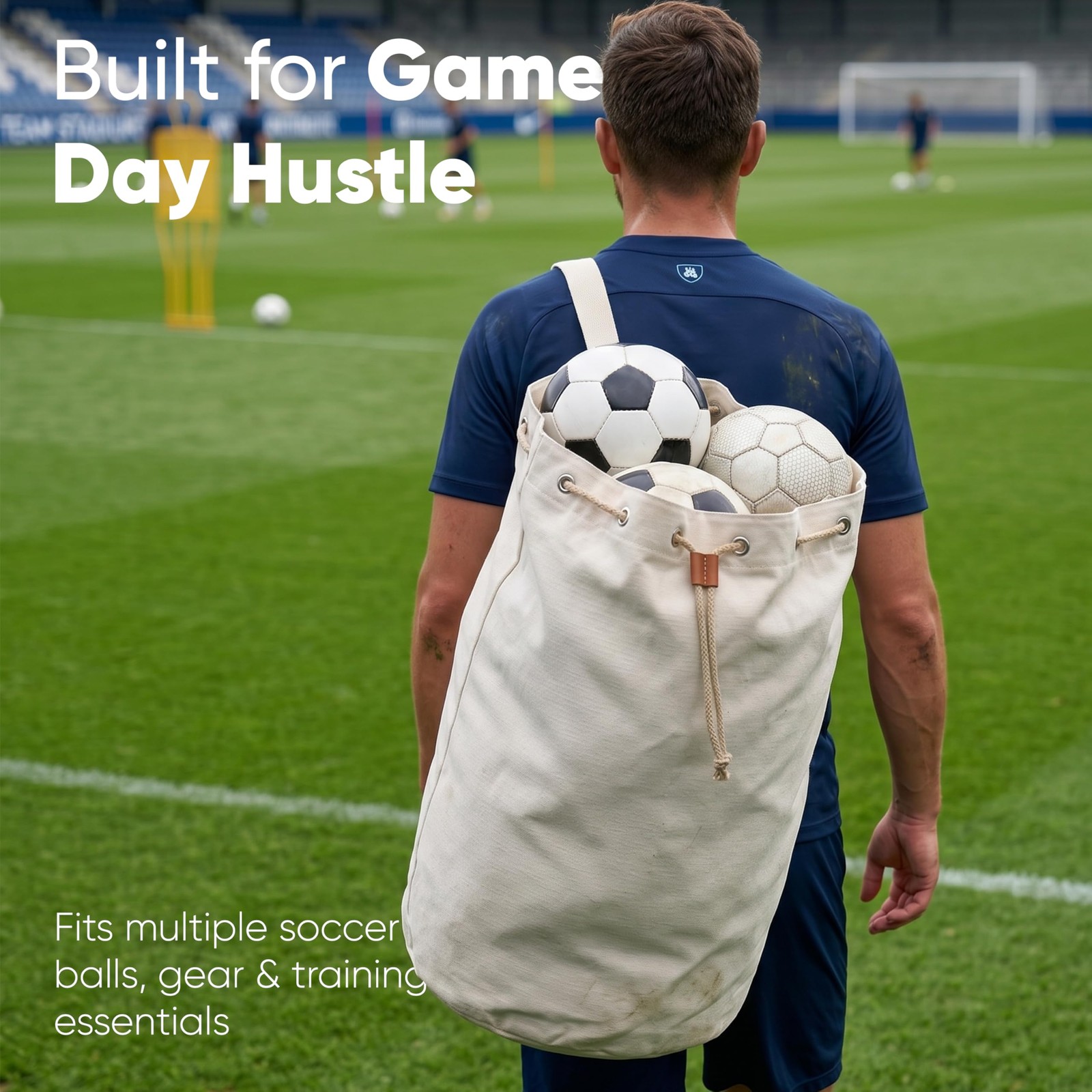 Canvas Duffel Bag – Drawstring, Leather Closure, Shoulder Strap