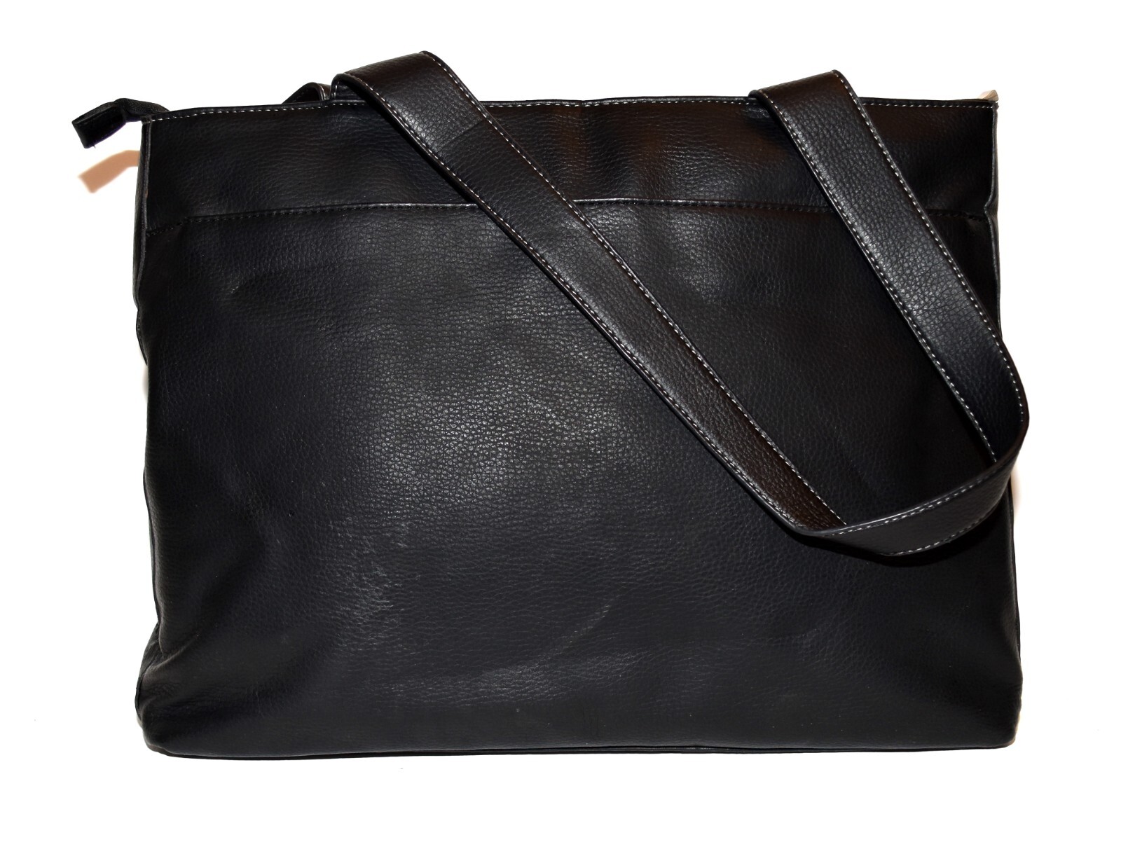 Solo Black Leather Organizer 2 Shoulder Straps Laptop Bag Briefcase NWOT