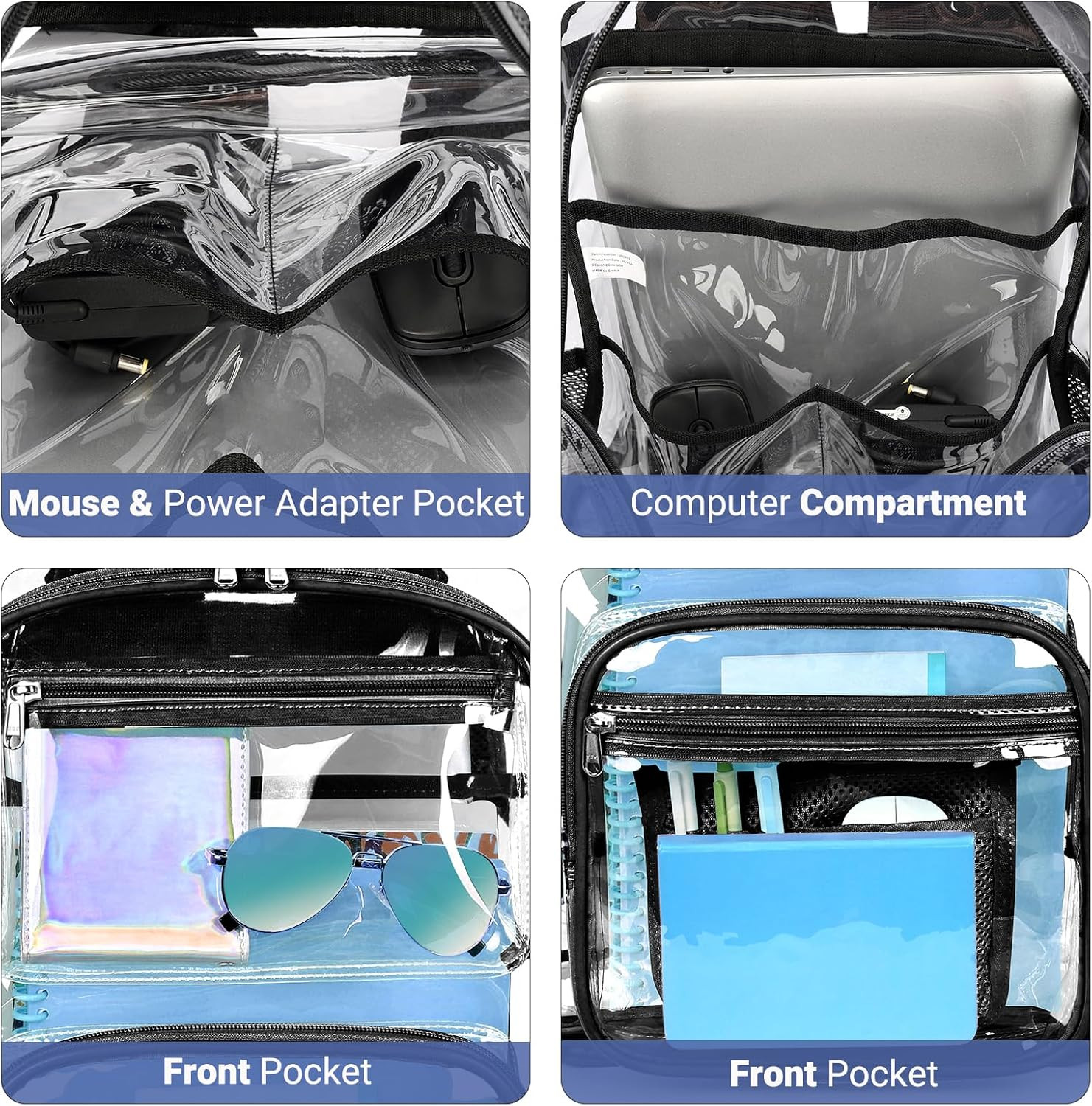 Large 31L Clear Backpack – Heavy-Duty Transparent Bag with Reinforced Straps for
