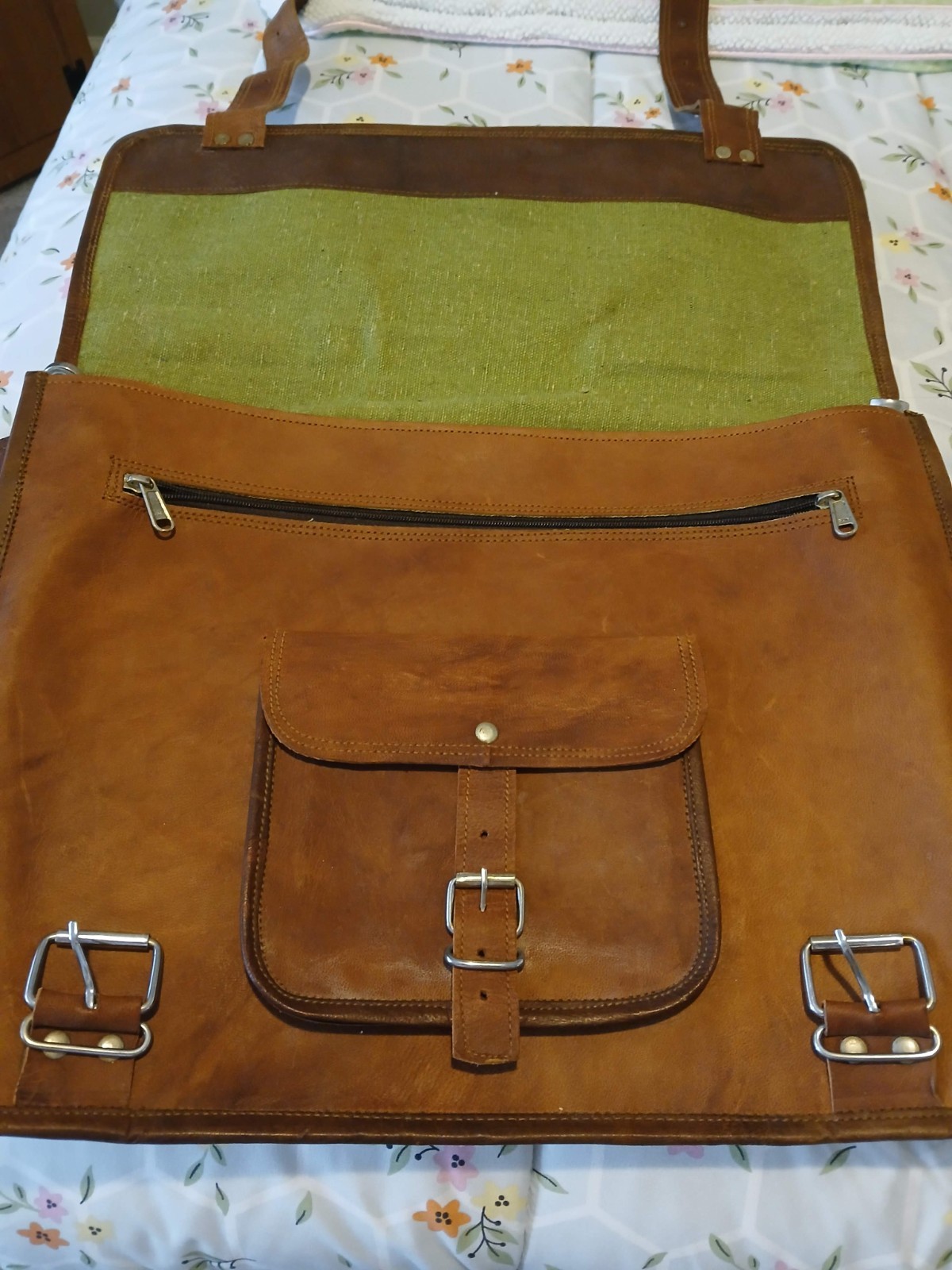MEN’S HANDMADE WORLD EXECUTIVE BROWN LEATHER SATCHEL MESSENGER BAG MADE IN USA