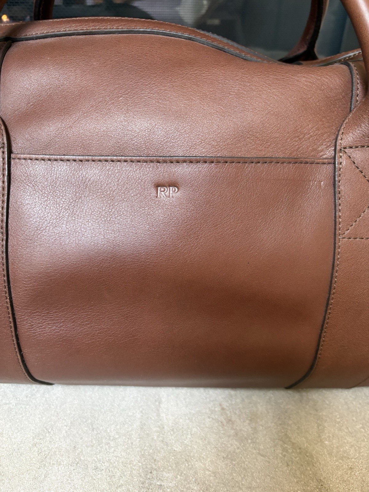 Tecovas Brown Leather Duffle Bag Weekender Shoulder Strap Luggage Tag NWOT