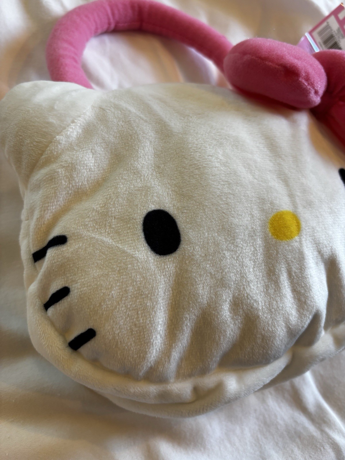 Hello Kitty Face Shaped Plush Handbag White