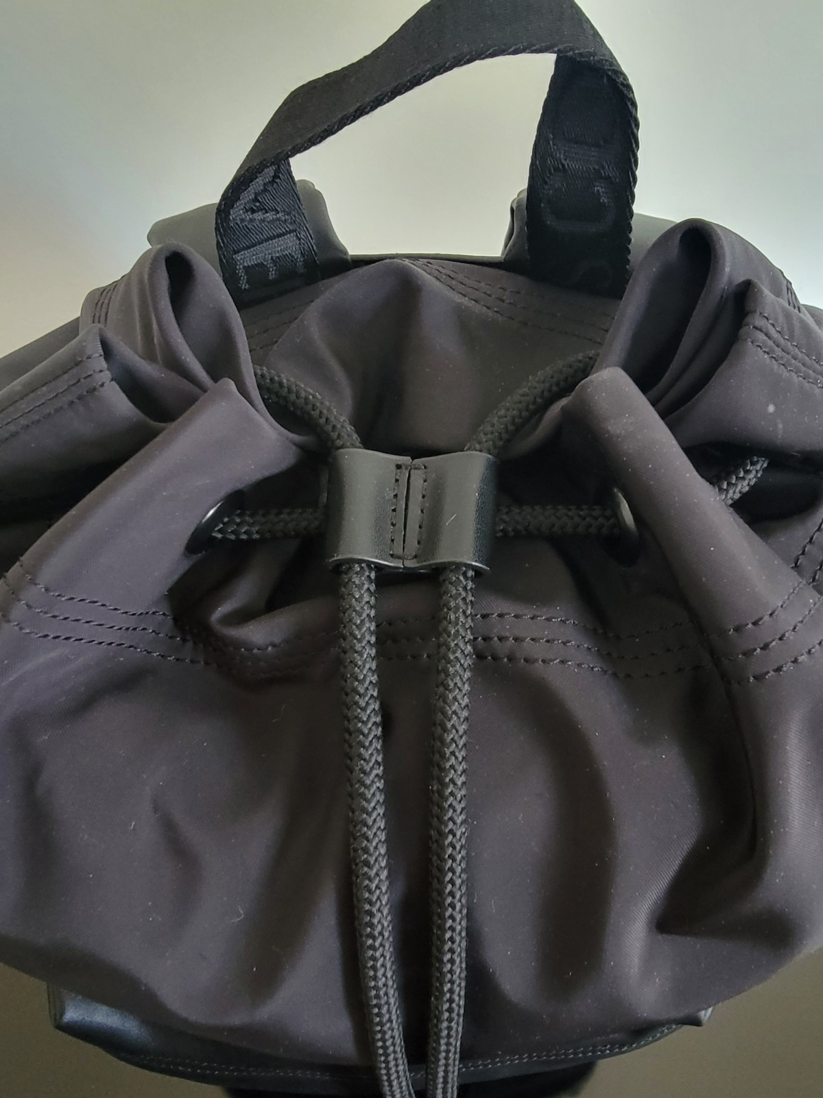Versace Jeans Couture Backpack Black on Black Drawstring with Faux Leather