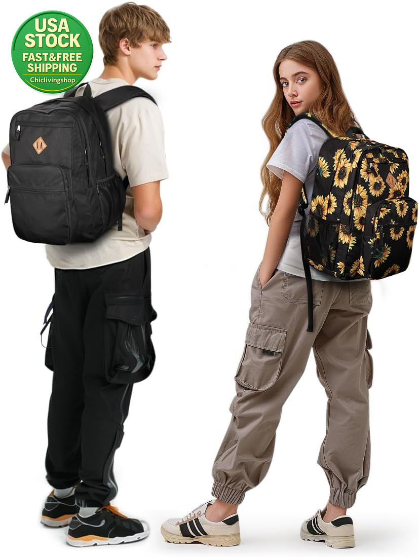 Black Backpack 26L Water Resistant College Travel 16.5 Inch Laptop Bag