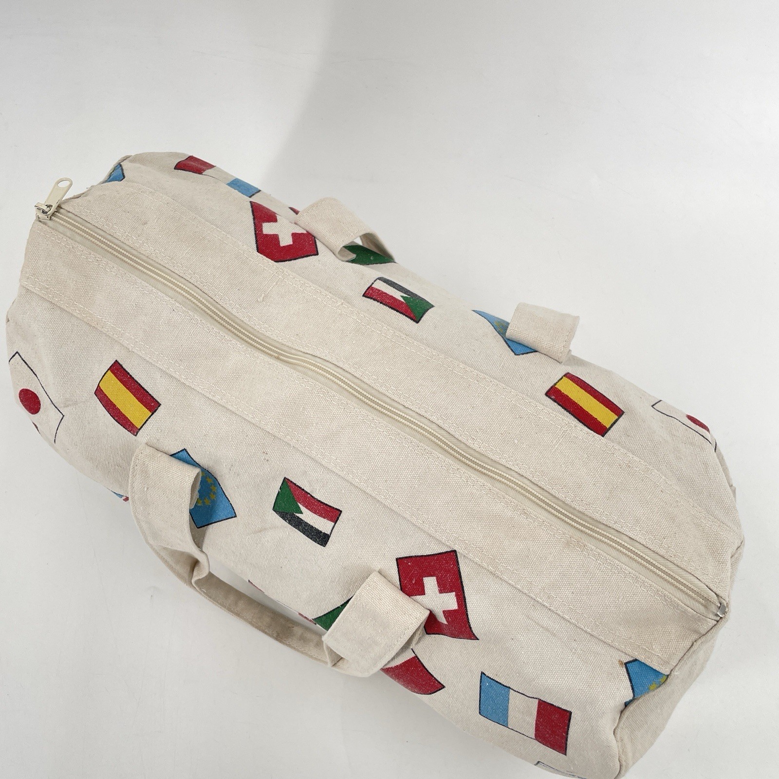 Rare Vintage 80s Benetton Olympic Global Country Flag Print Small Duffle Bag