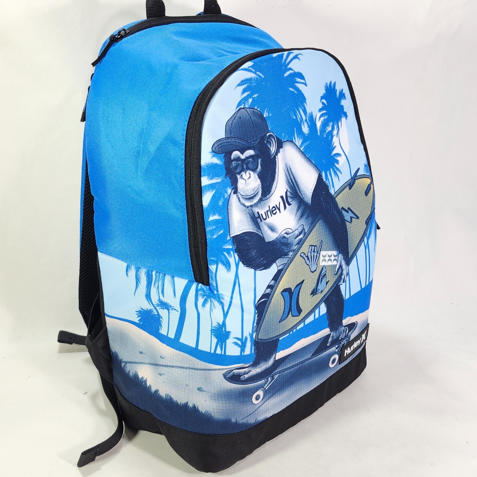 Hurley Backpack Skateboard Surfboard Monkey Blue 15″ Laptop Sleeve Tavel Bag NWT