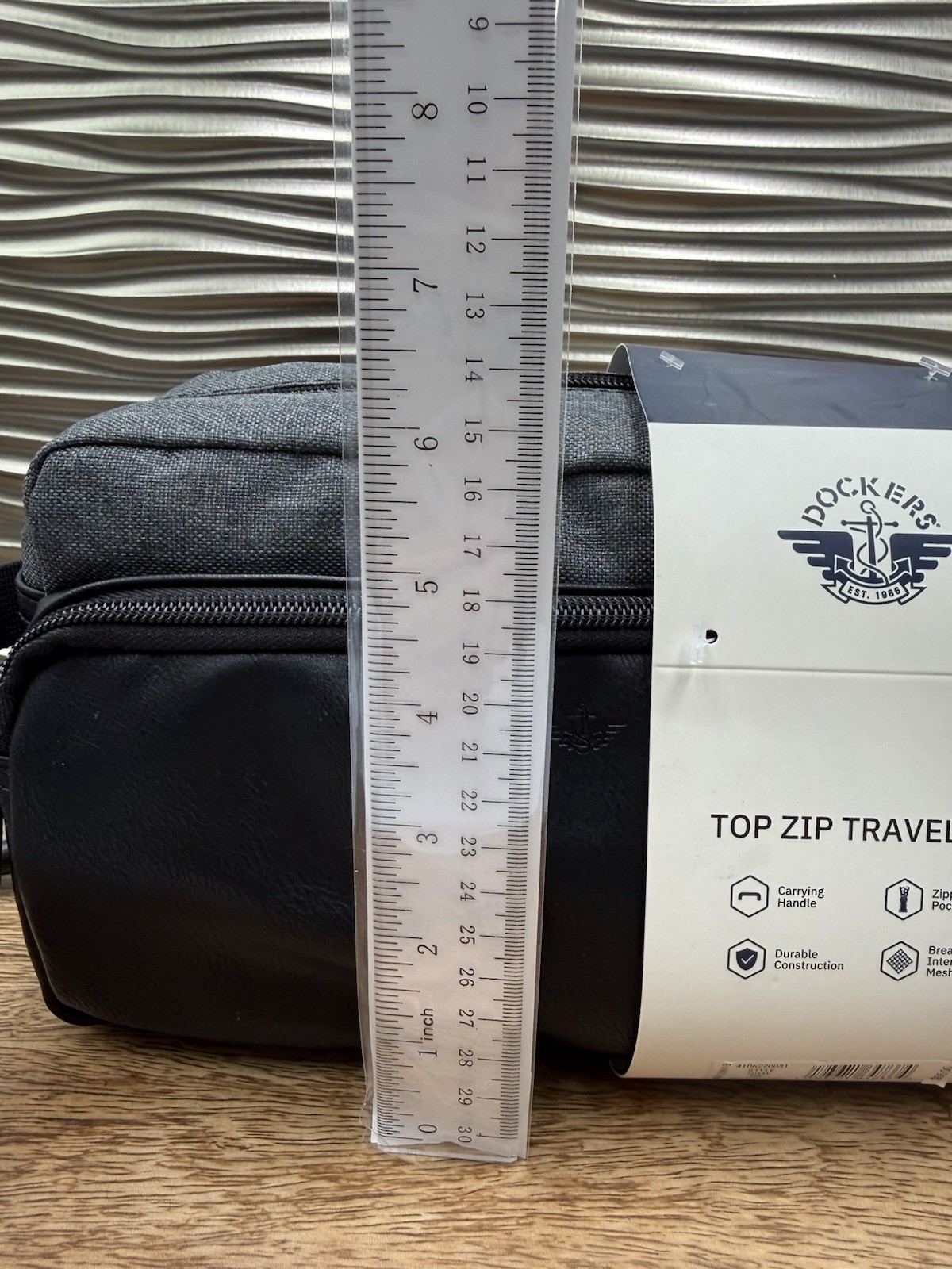 Docker’s Men’s Top Zip Toiletry Travel Bag Kit /Zip Side Pouch Gray Black NEW!