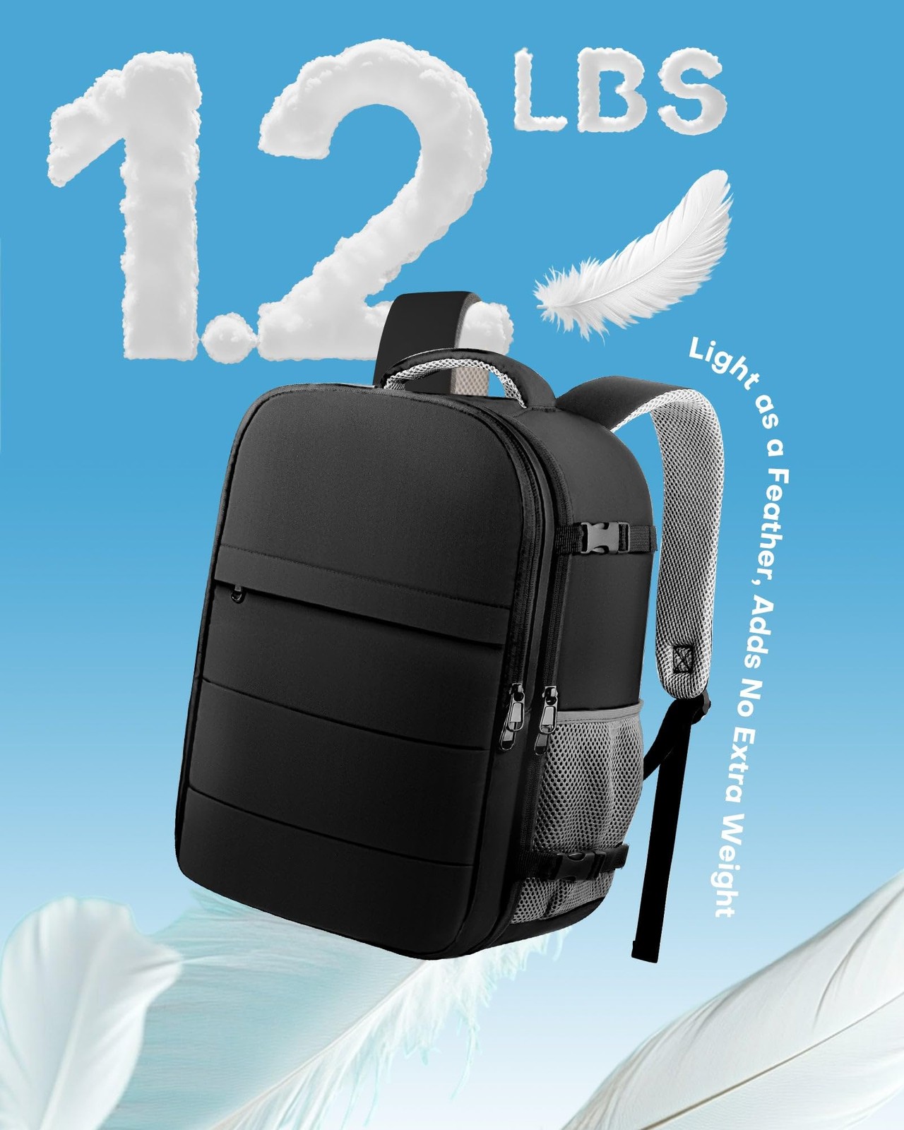 HOTOR Travel Backpack Flight Approved Bag Men Women, Medium Medium, Black