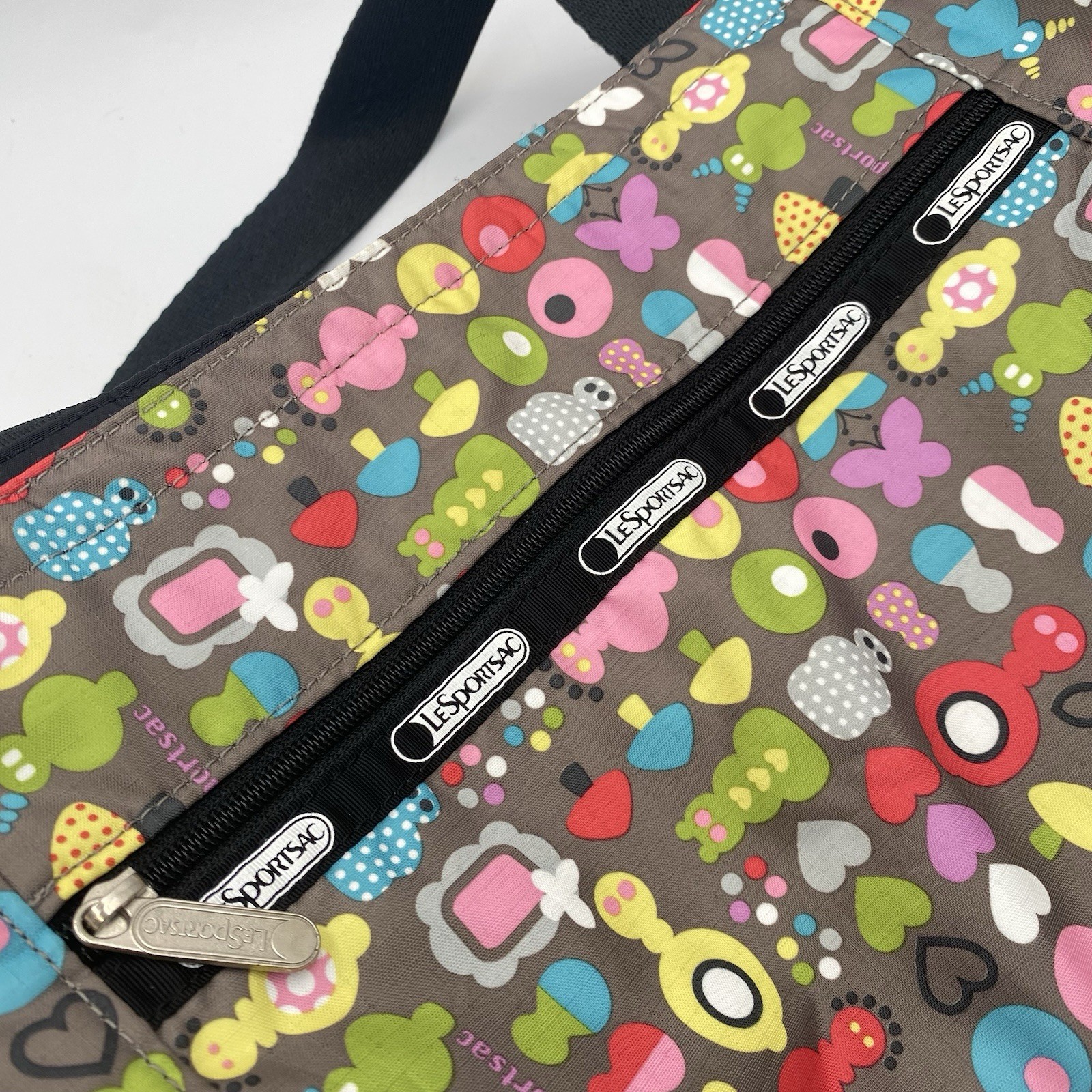 LeSportsac Classic Tote Large Travel Shoulder Bag Reversible Mushroom Butterfly