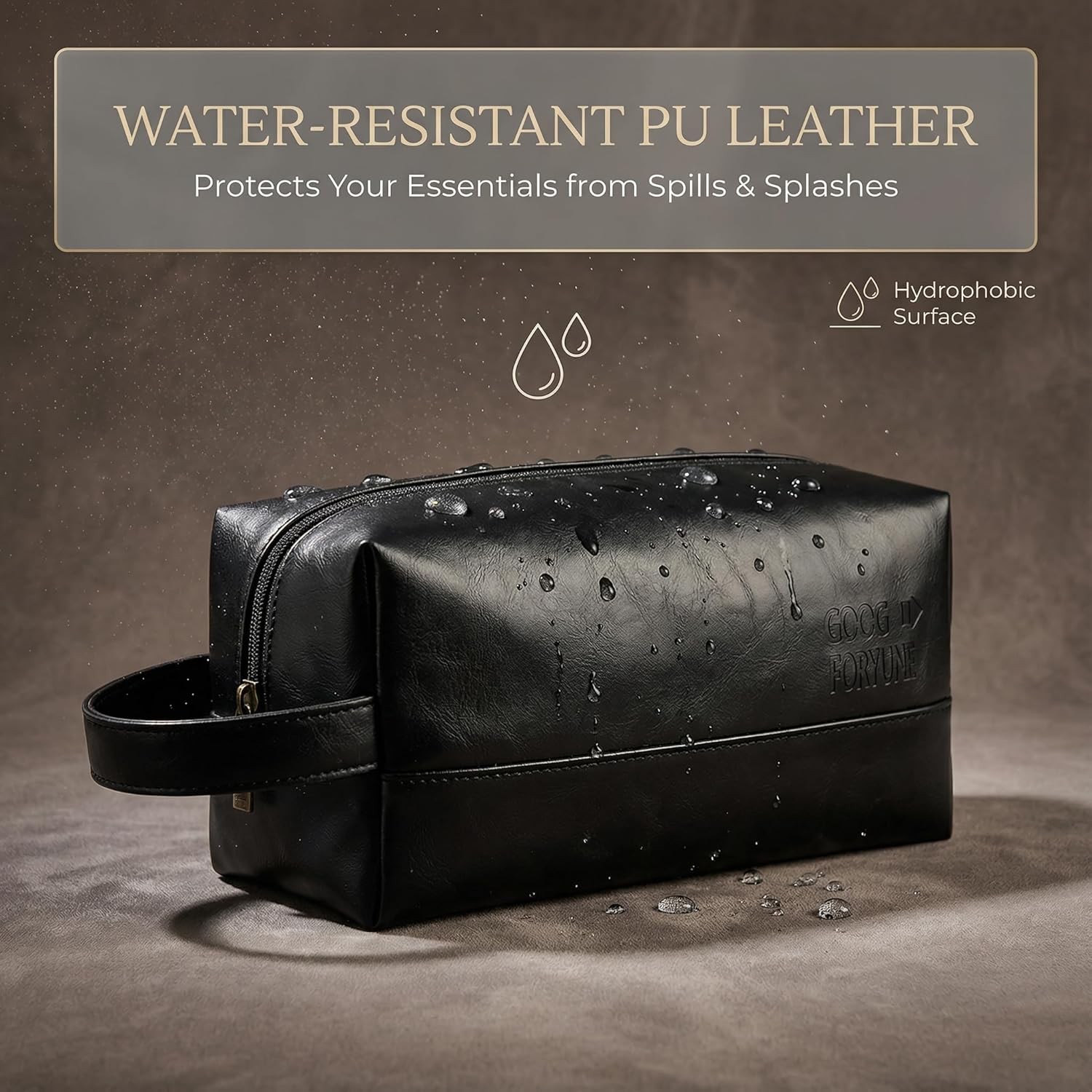 Men Toiletry Bag Dopp Kit Leather Travel Shaving Water Resistant Organizer Case